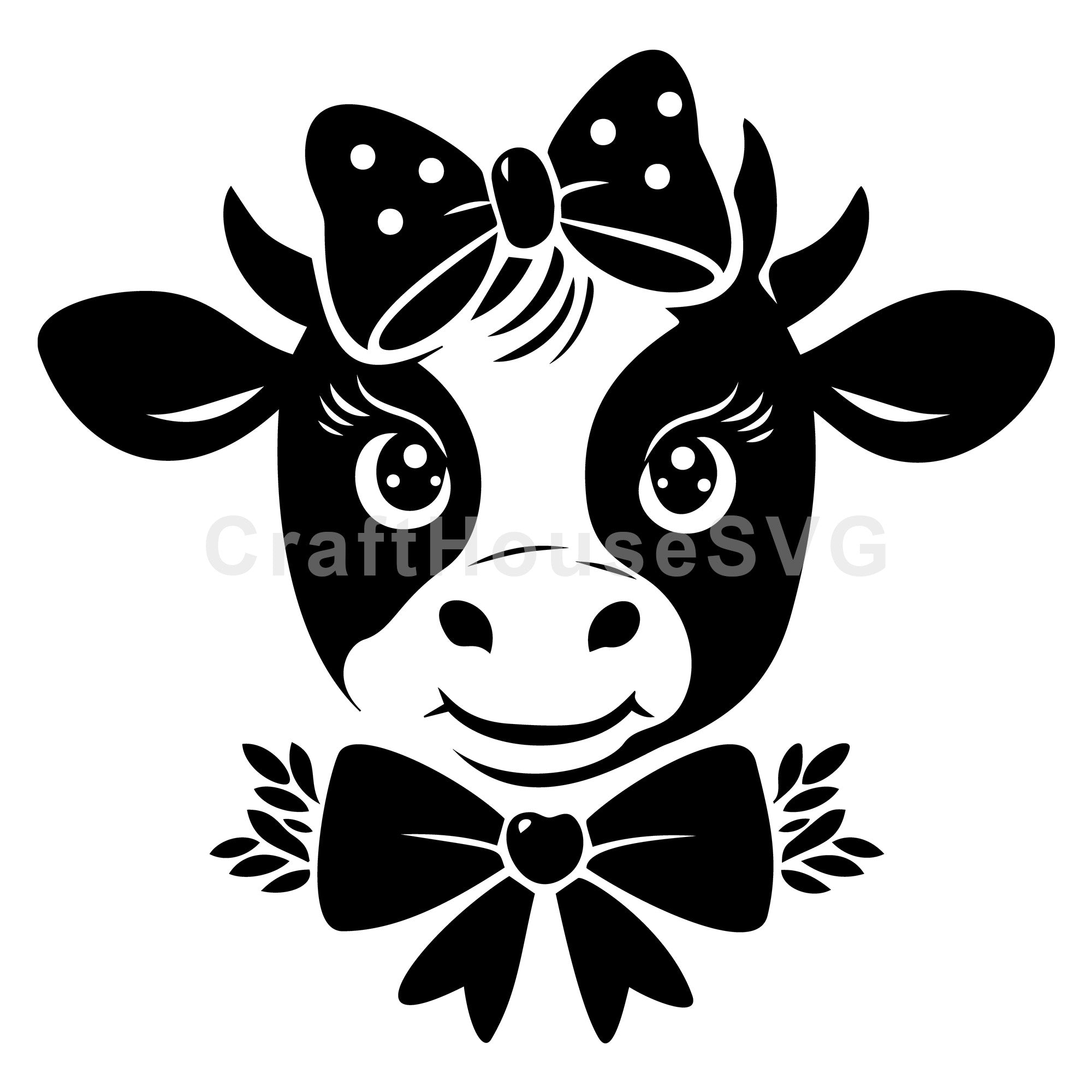 Cow With Bow And Smile SVG