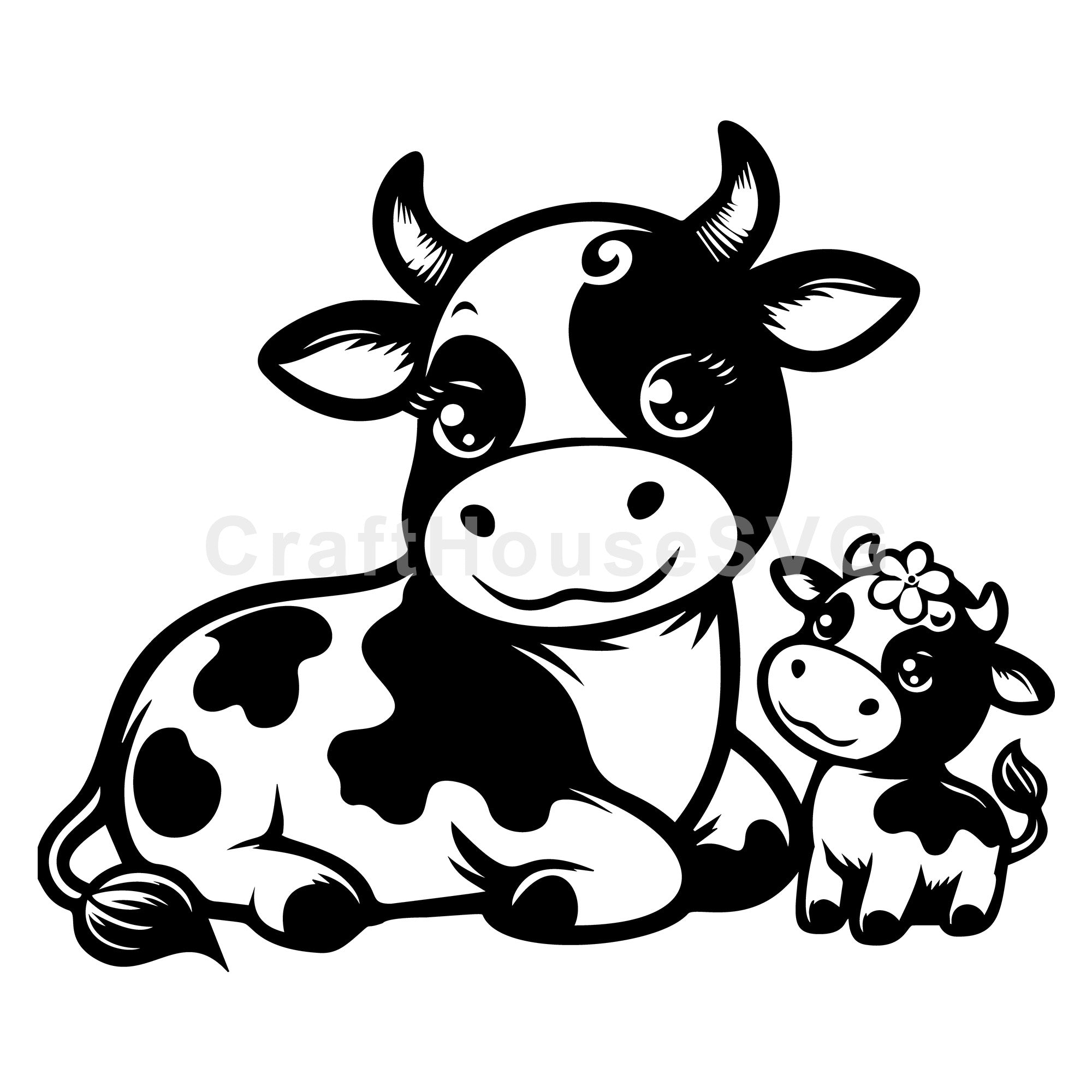 Mother Cow And Calf SVG