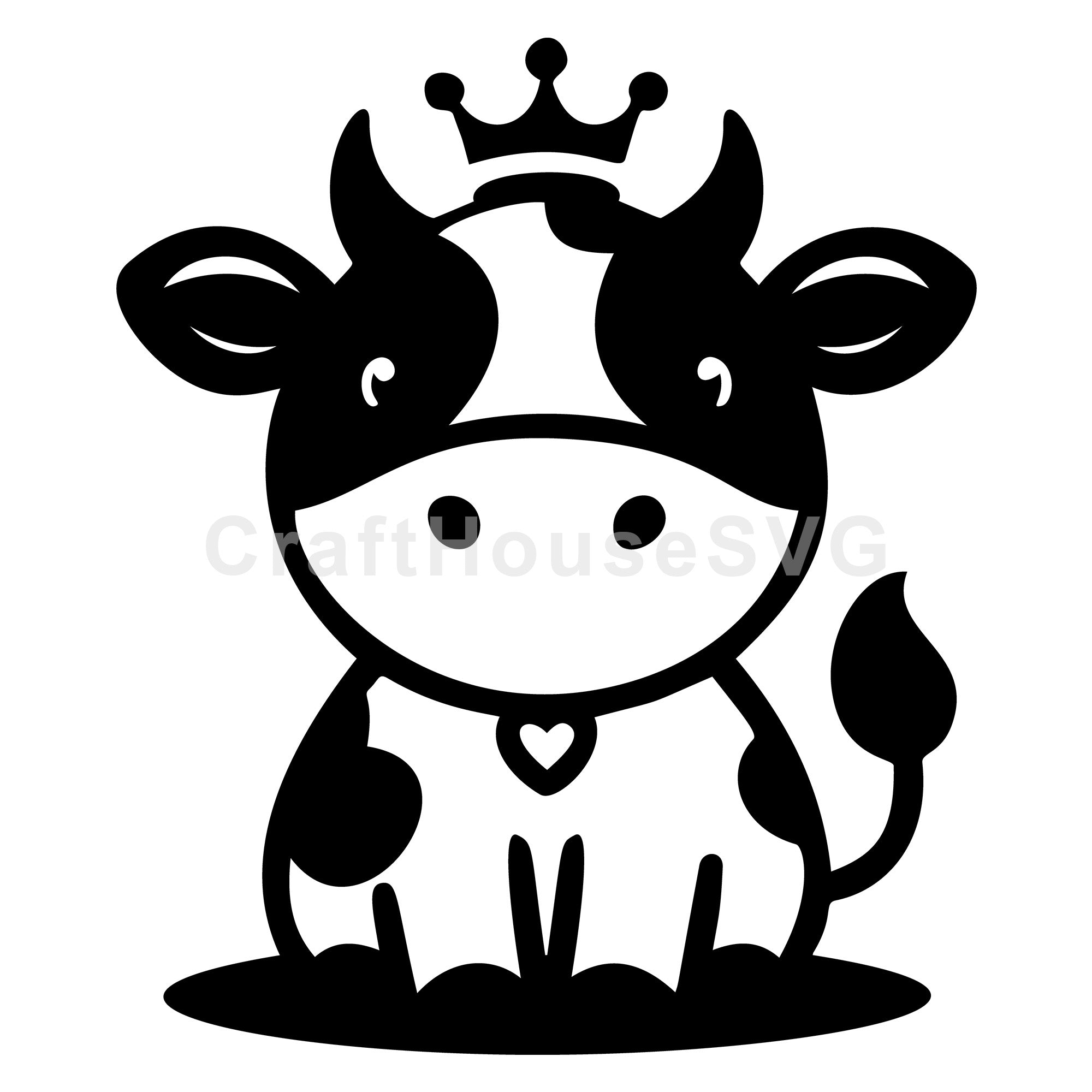 Cute Cow with Crown SVG