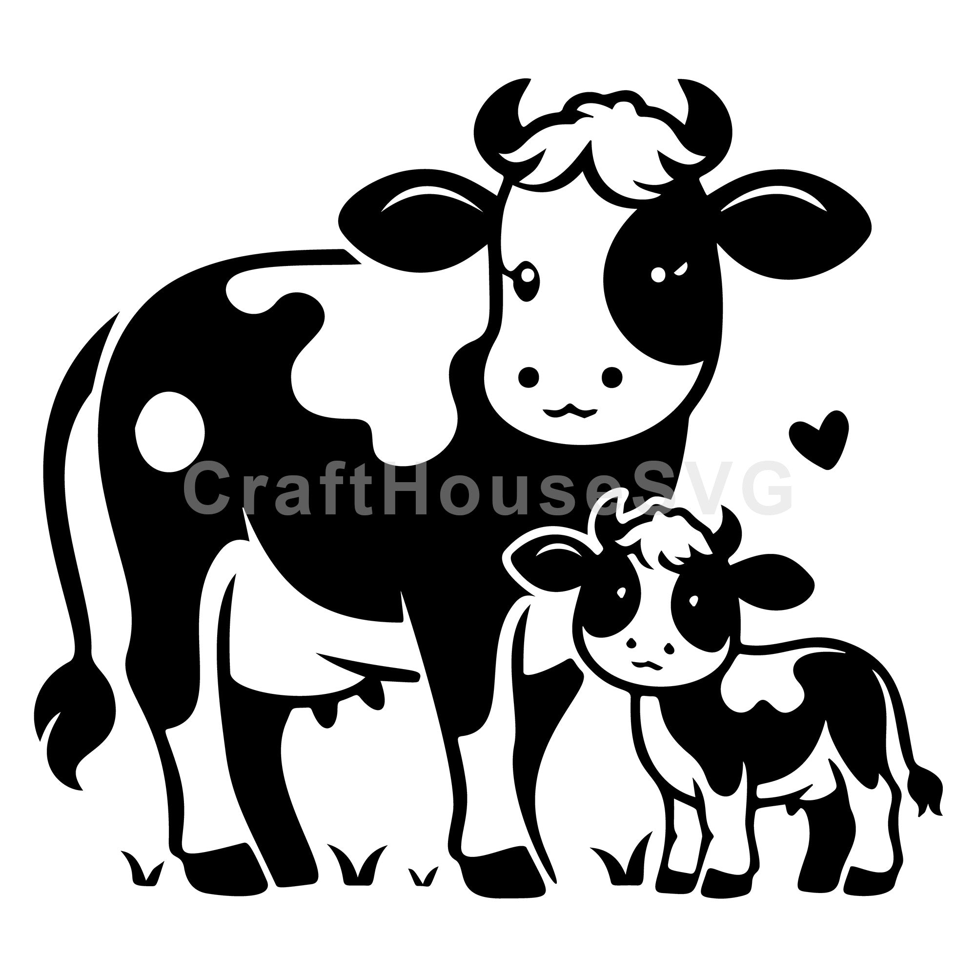 Standing Cow And Calf SVG