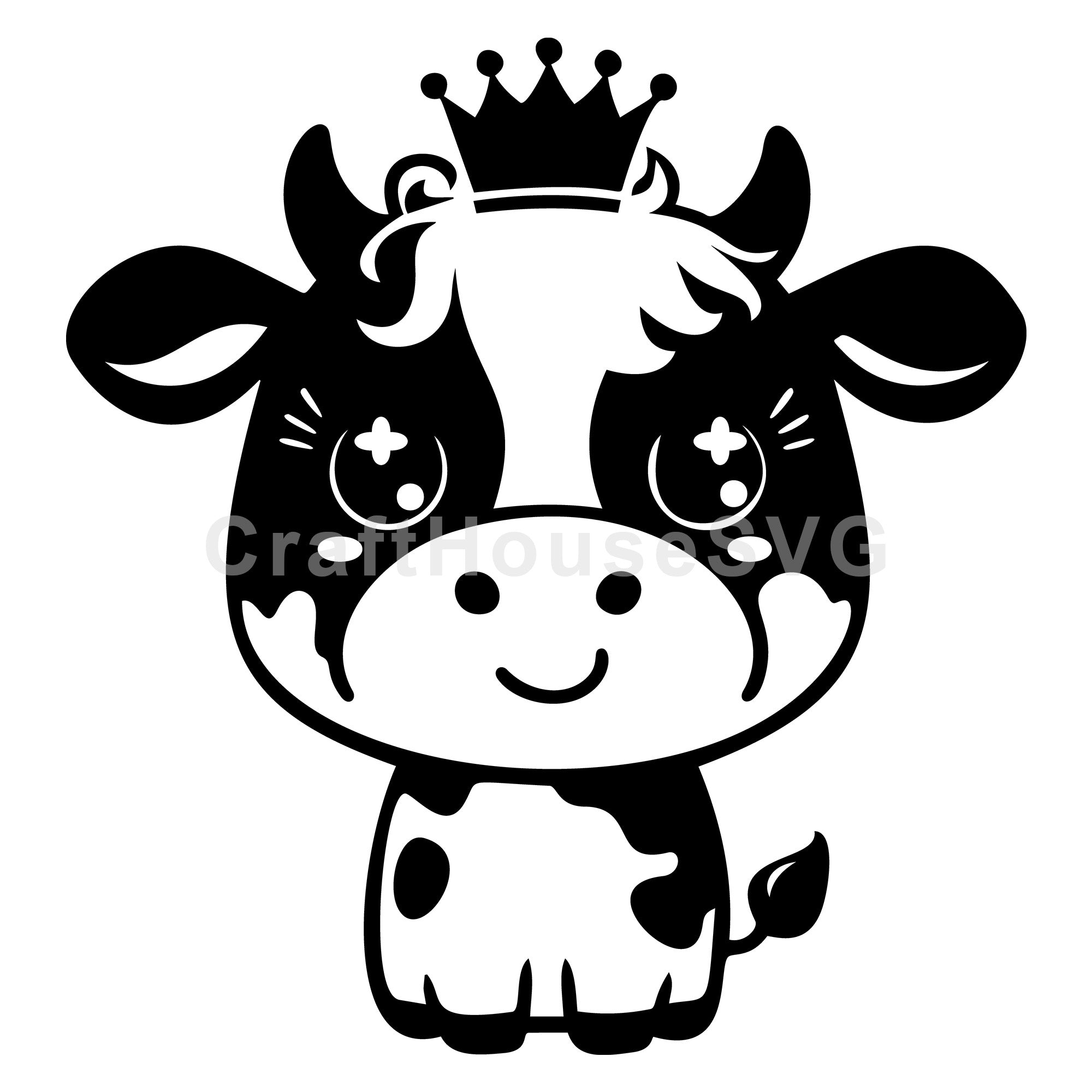 Cute Cow with Sparkly Eyes SVG