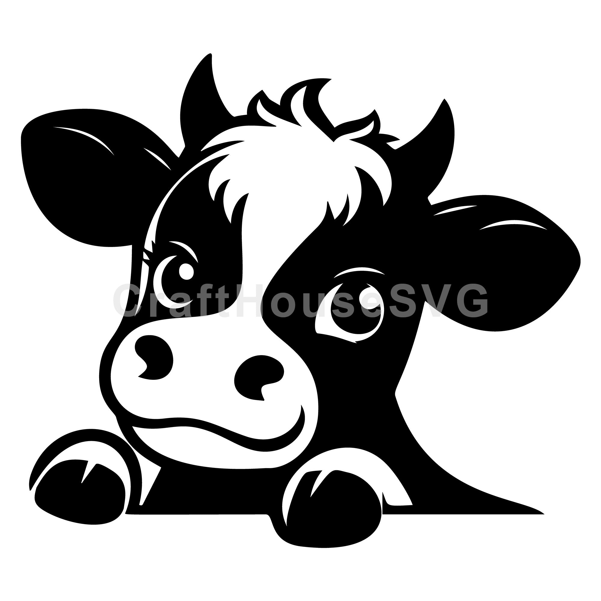 Adorable Peeking Cow SVG