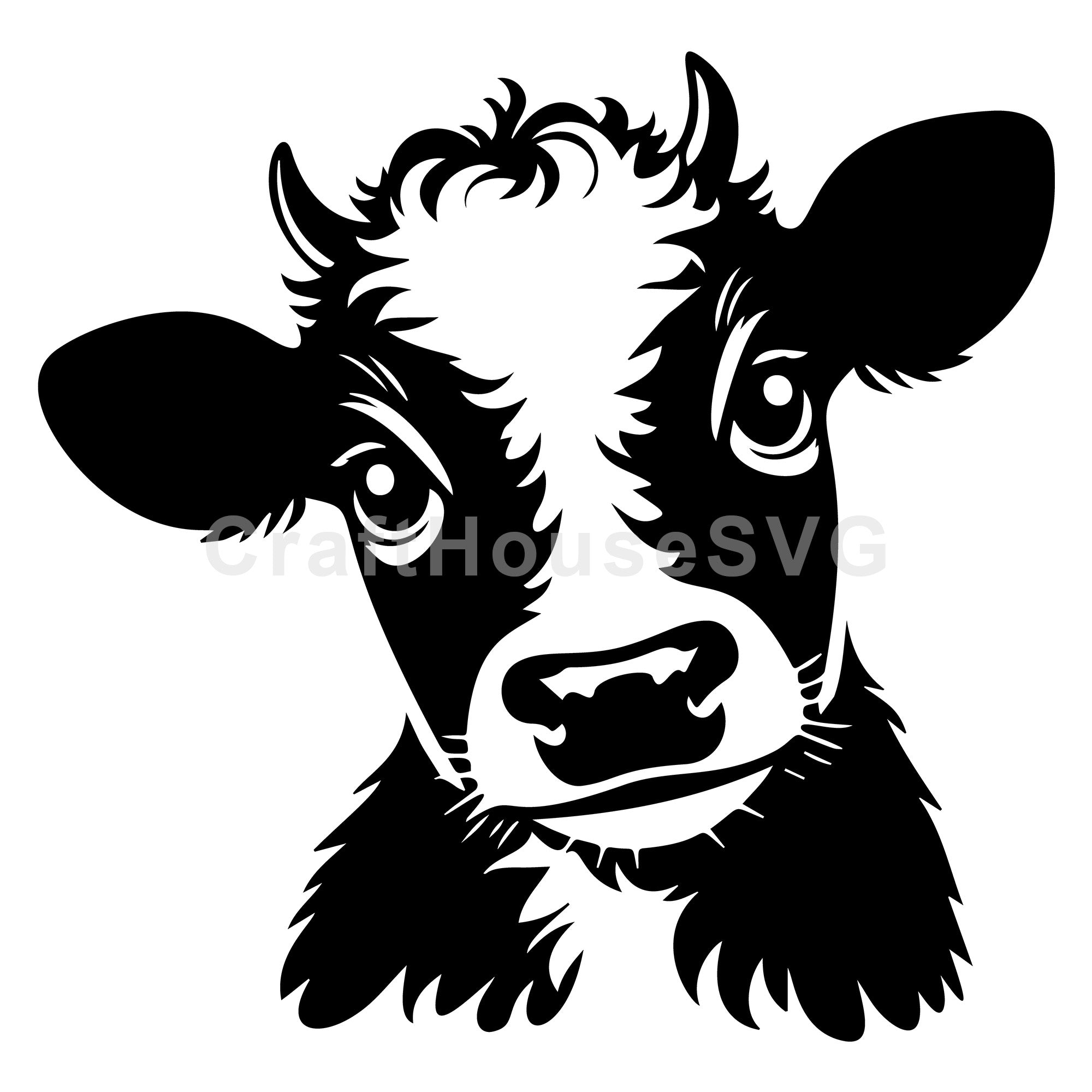 Cute Cow With Fluffy Fur SVG