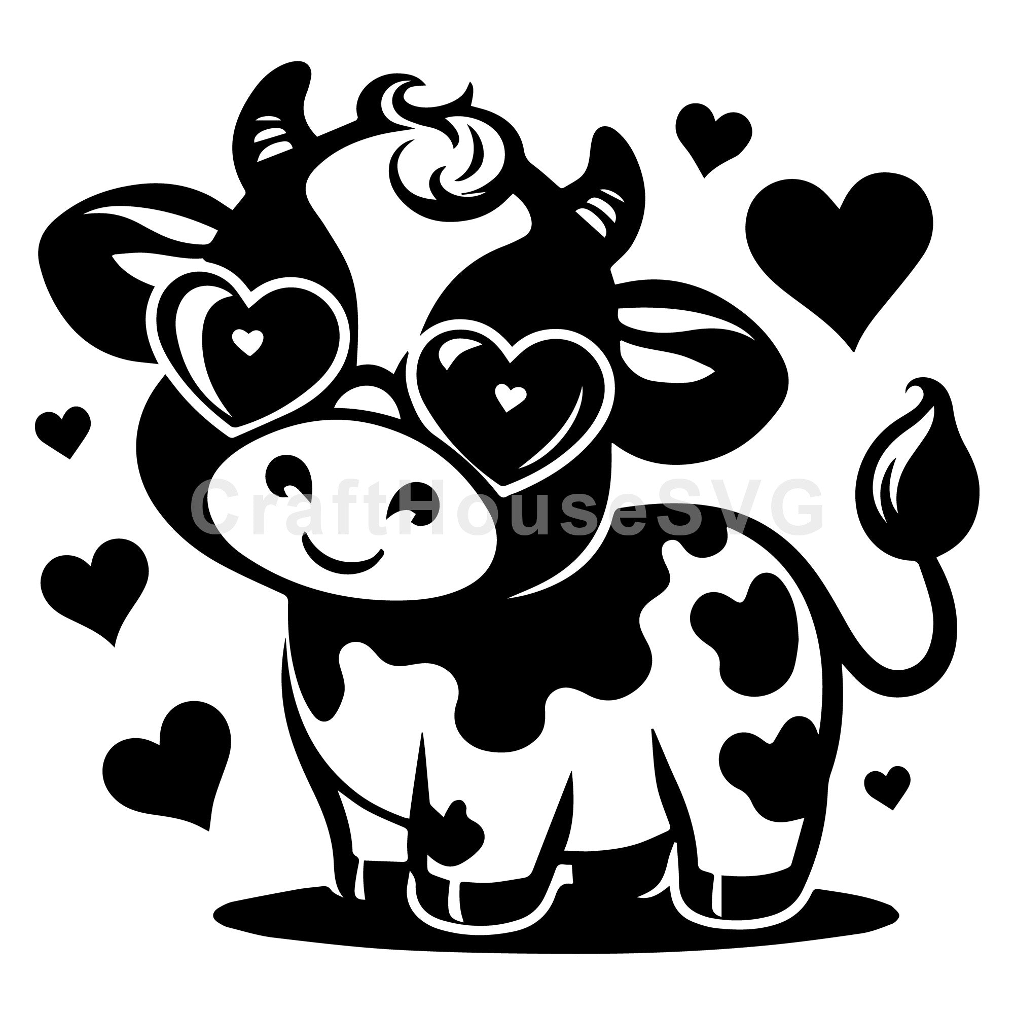 Cow With Heart Shaped Sunglasses SVG