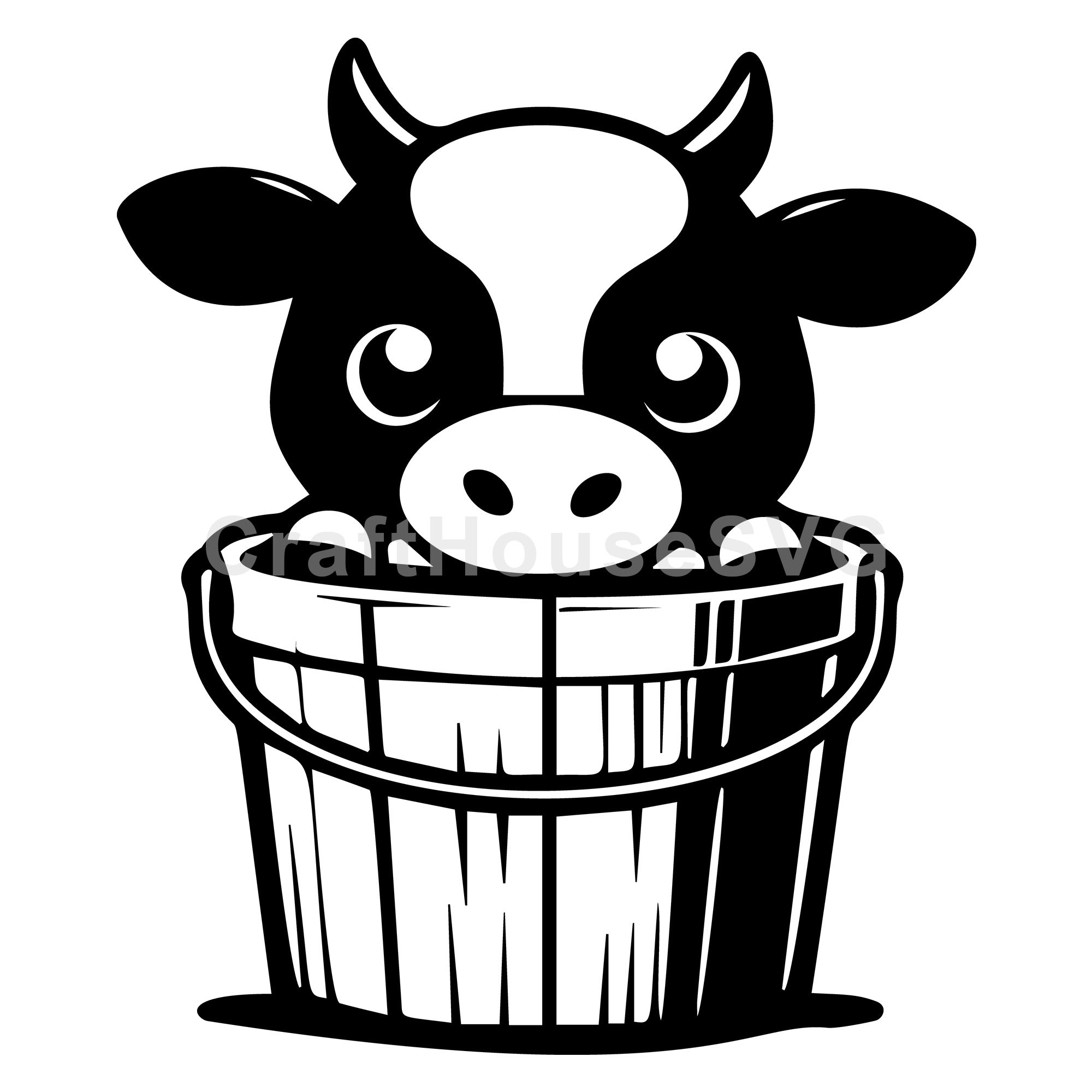 Cow Peeking From Bucket SVG