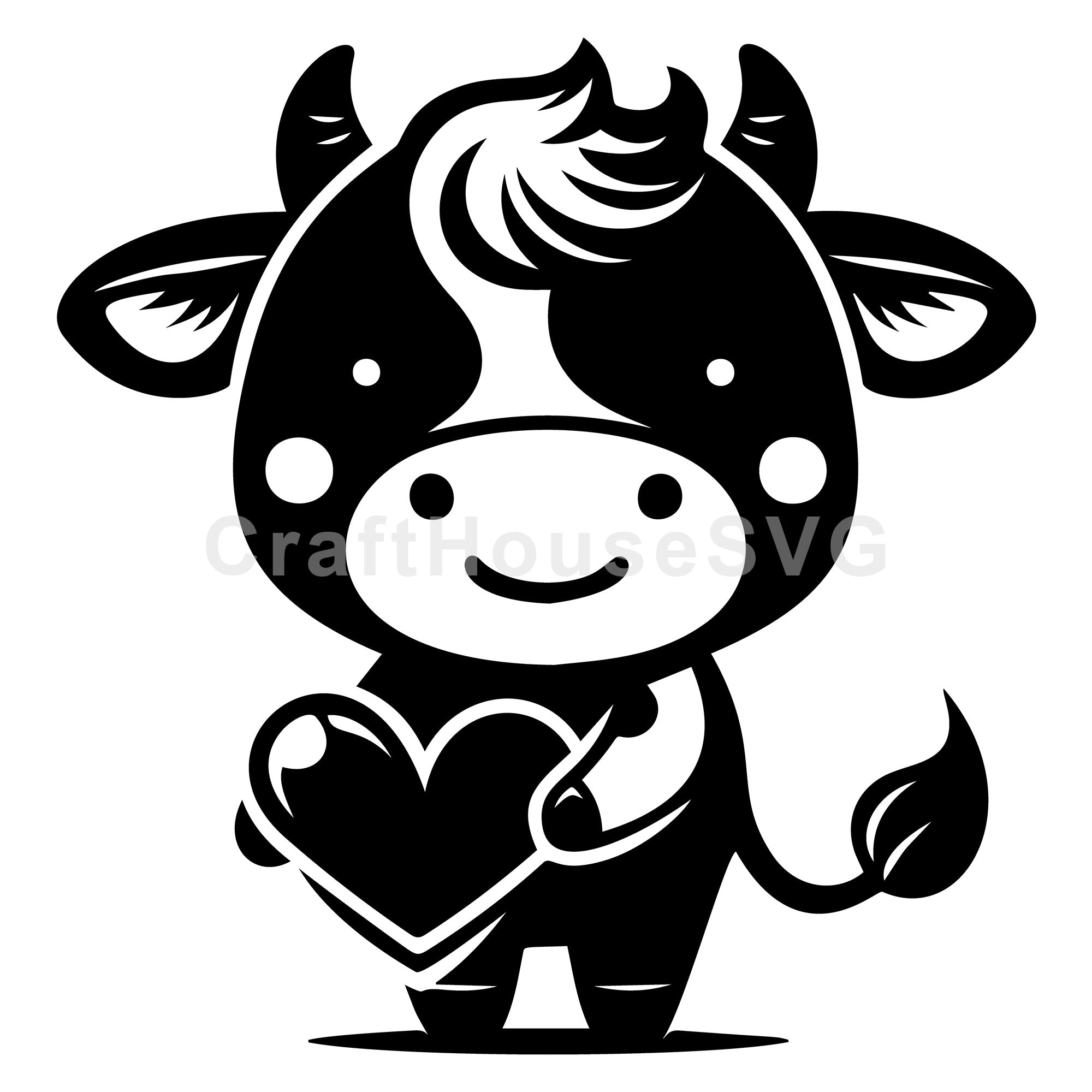 Cow Holding Heart SVG