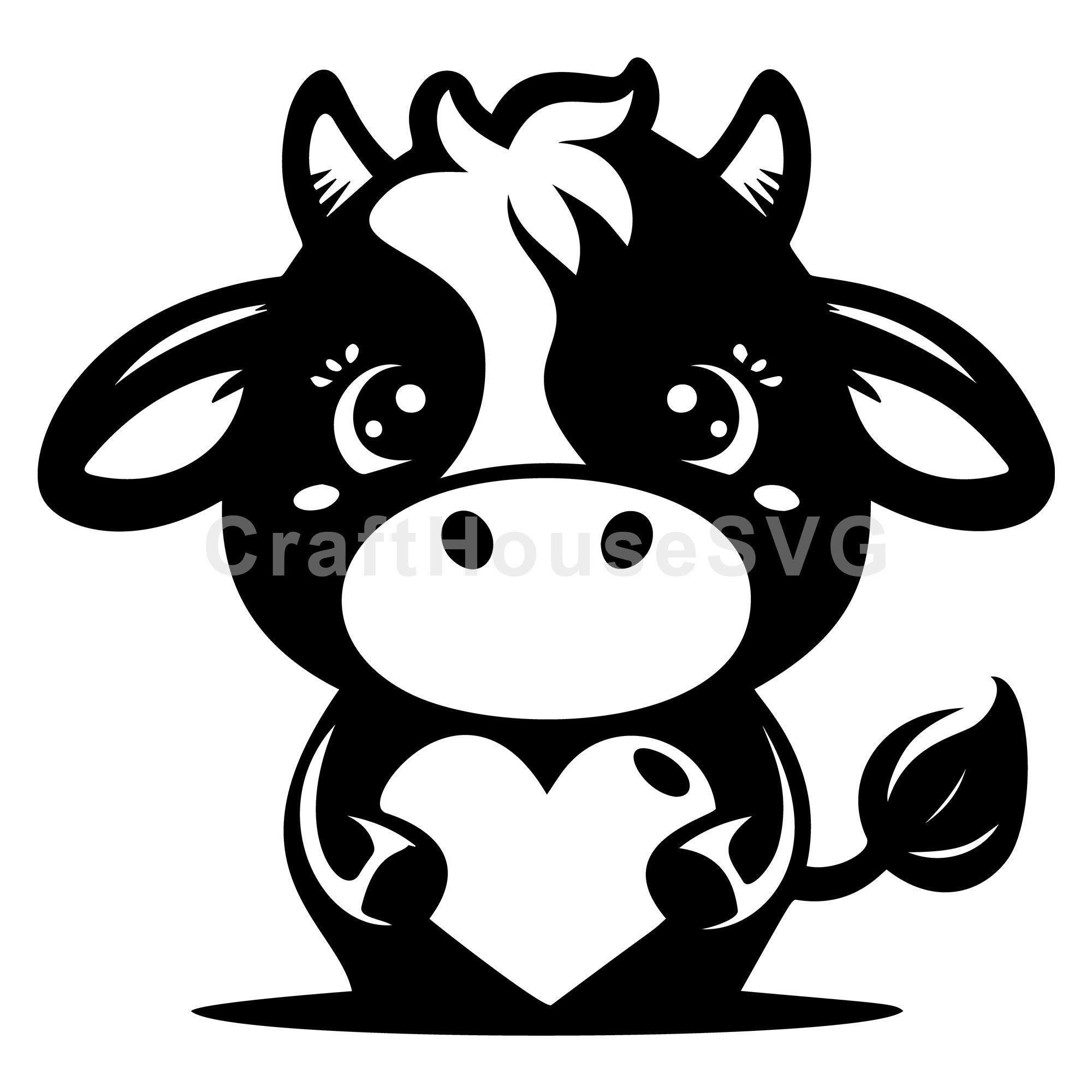 Sweet Cow Holding Heart SVG