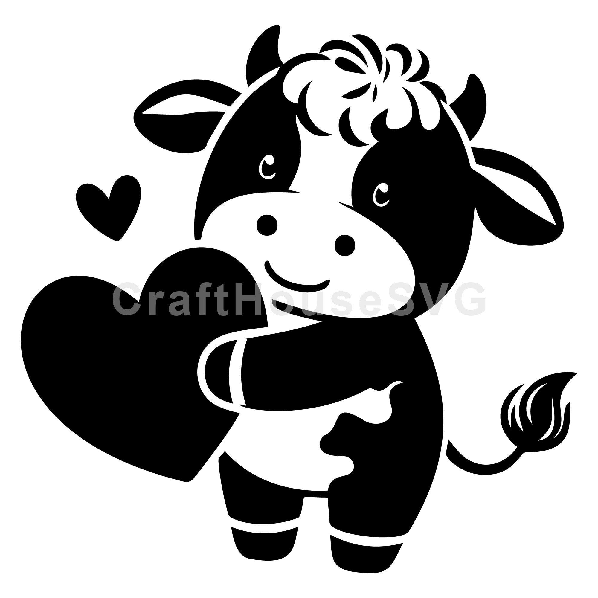 Cow Hugging Heart SVG