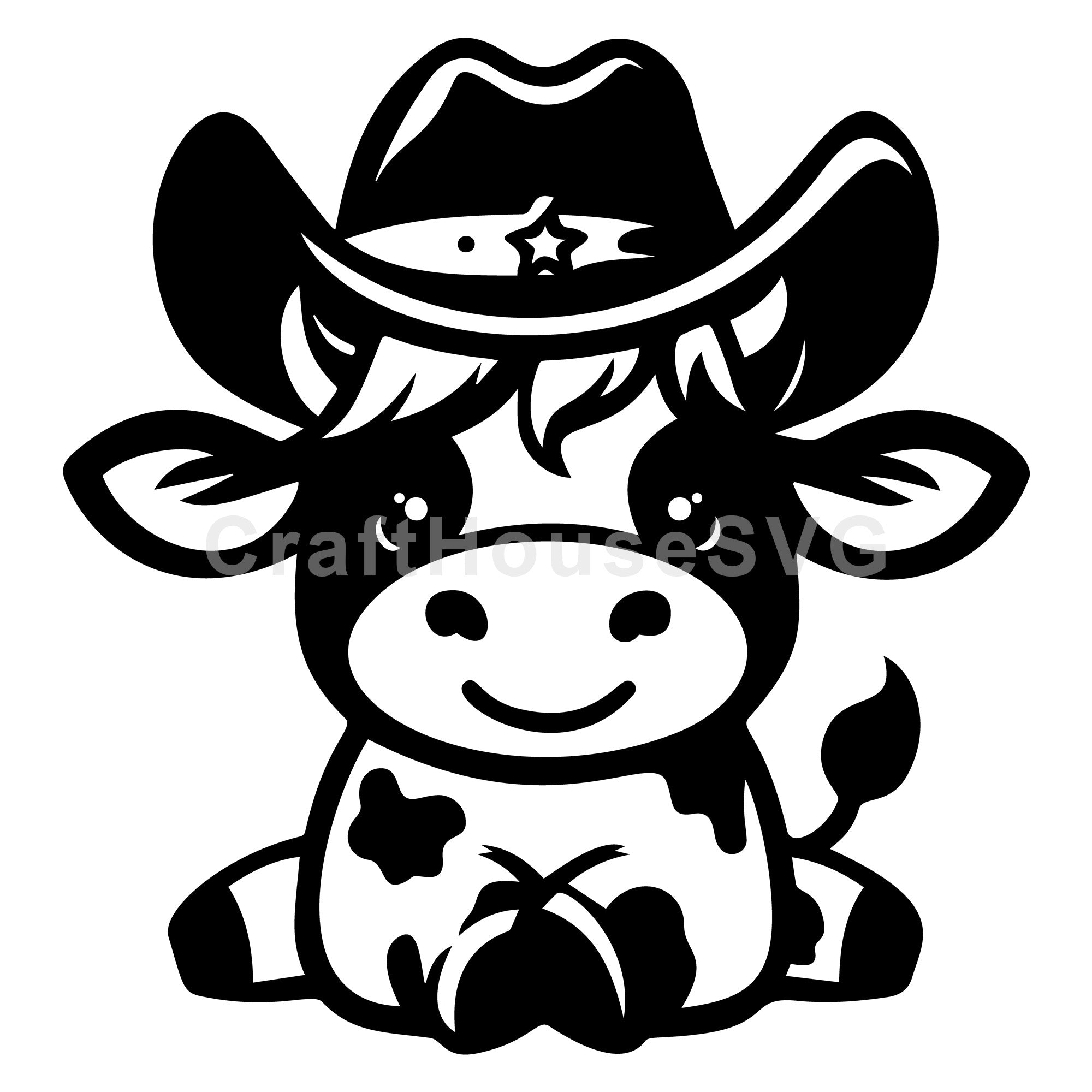 Smiling Cow With Cowboy Hat SVG