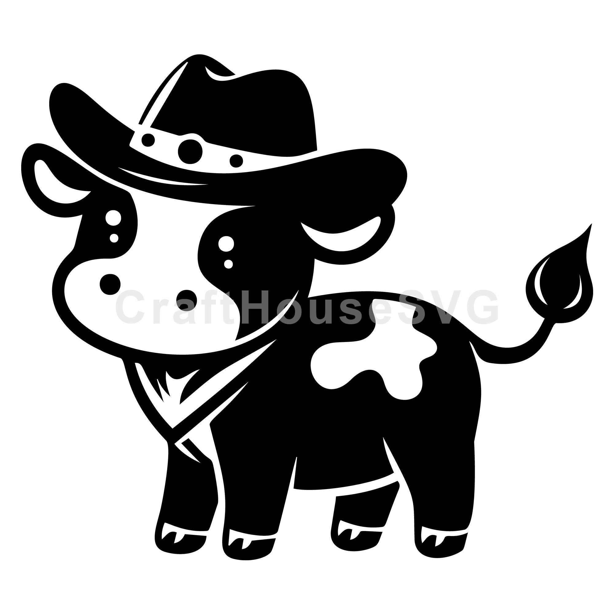 Cute Standing Cow With Cowboy Hat SVG