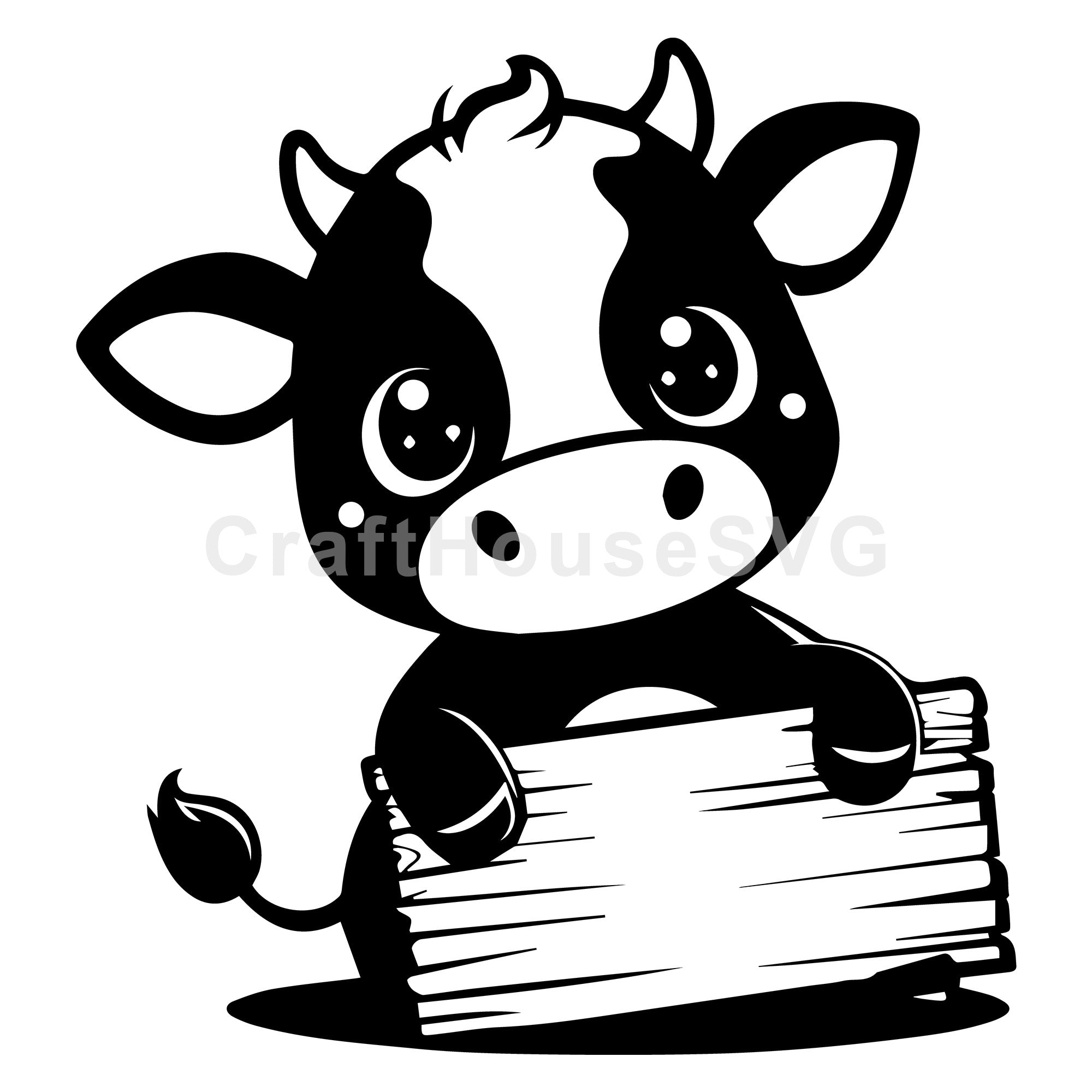 Cow Holding Wooden Sign SVG