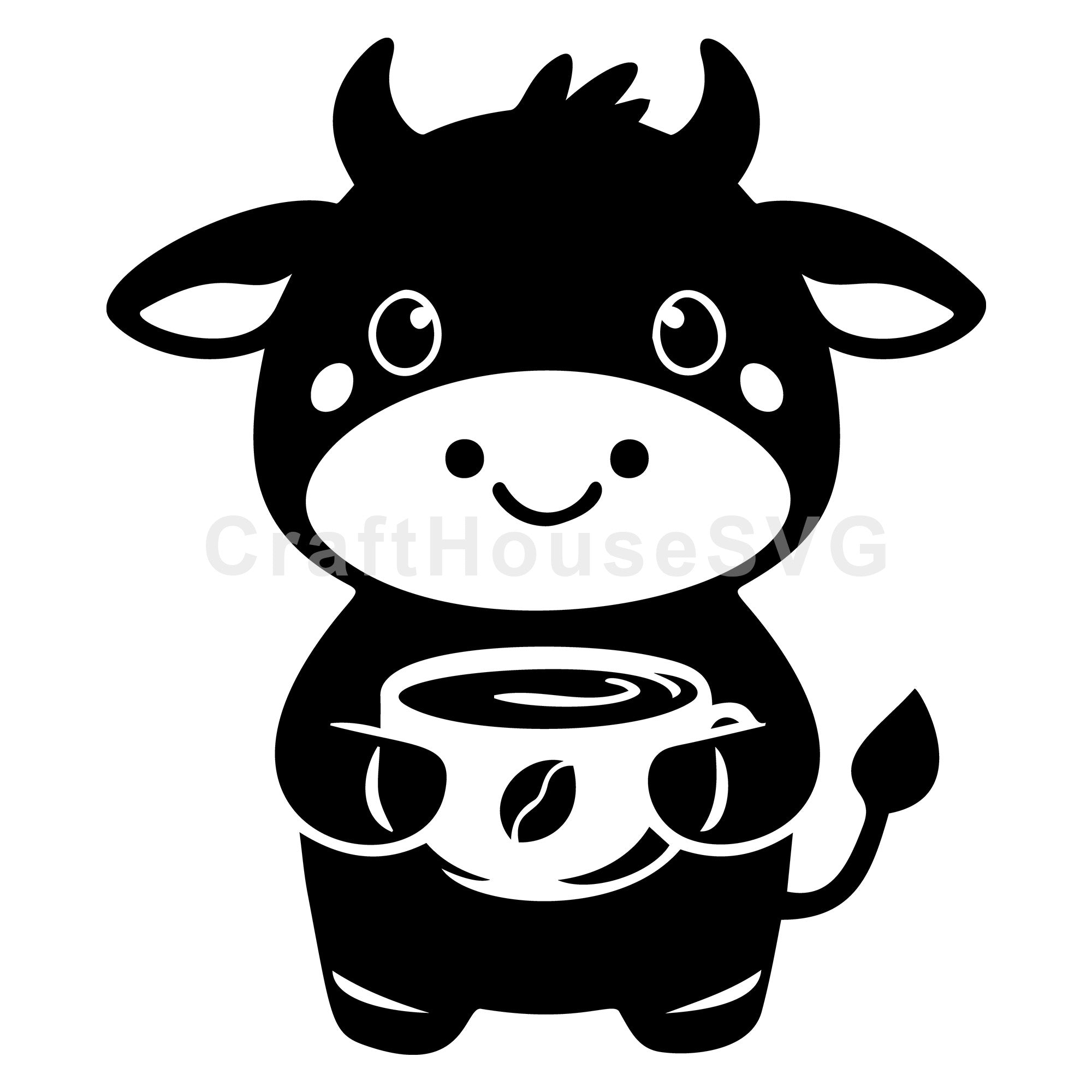 Cow Holding Coffee Cup SVG