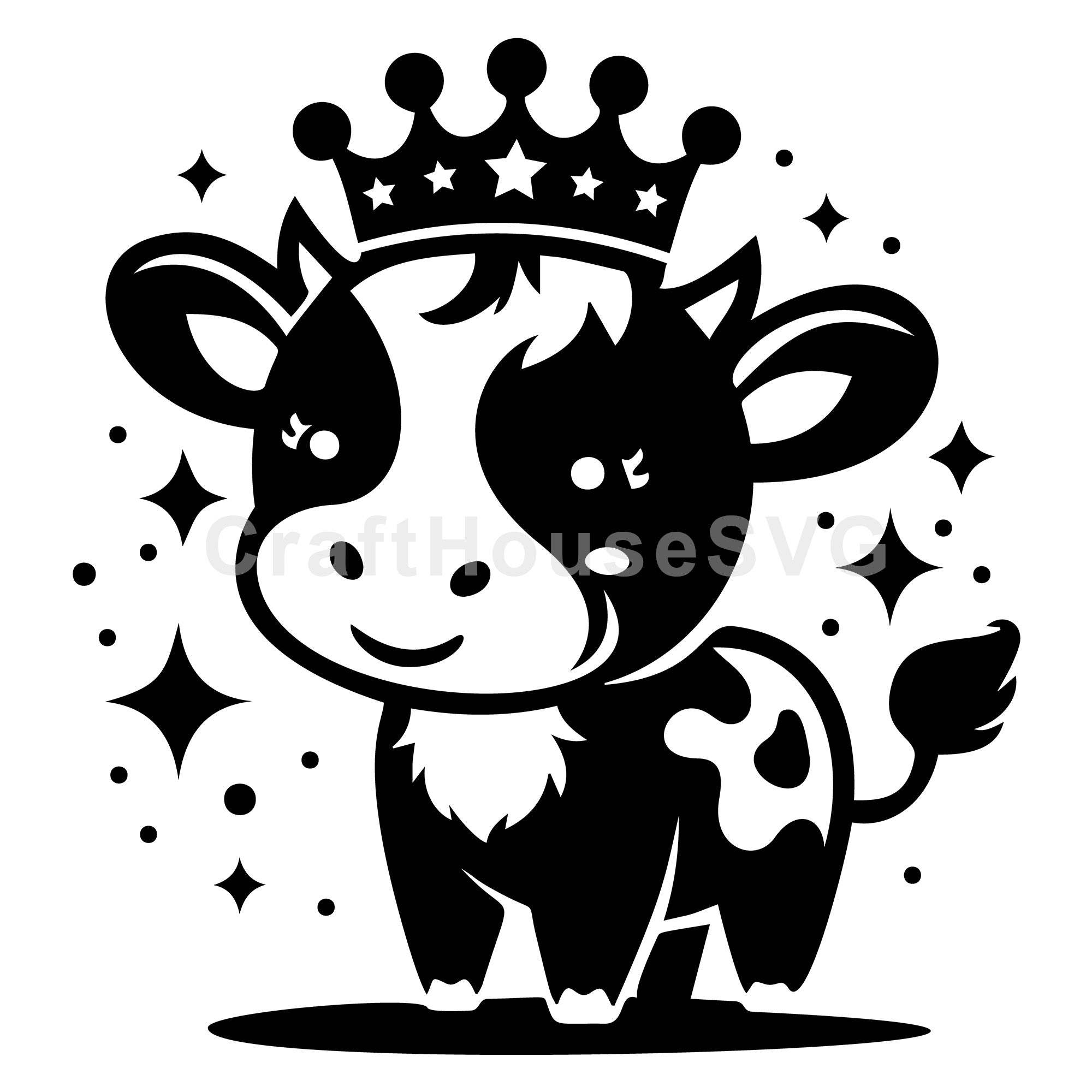 Cute Cow with Sparkles SVG