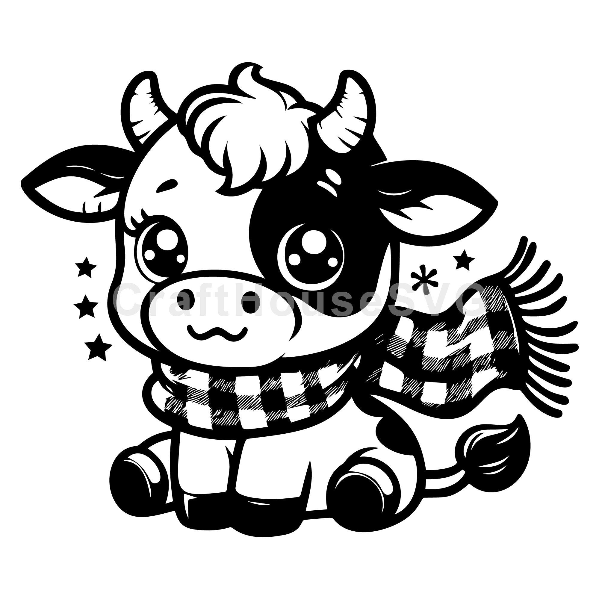 Cow In Cozy Scarf SVG