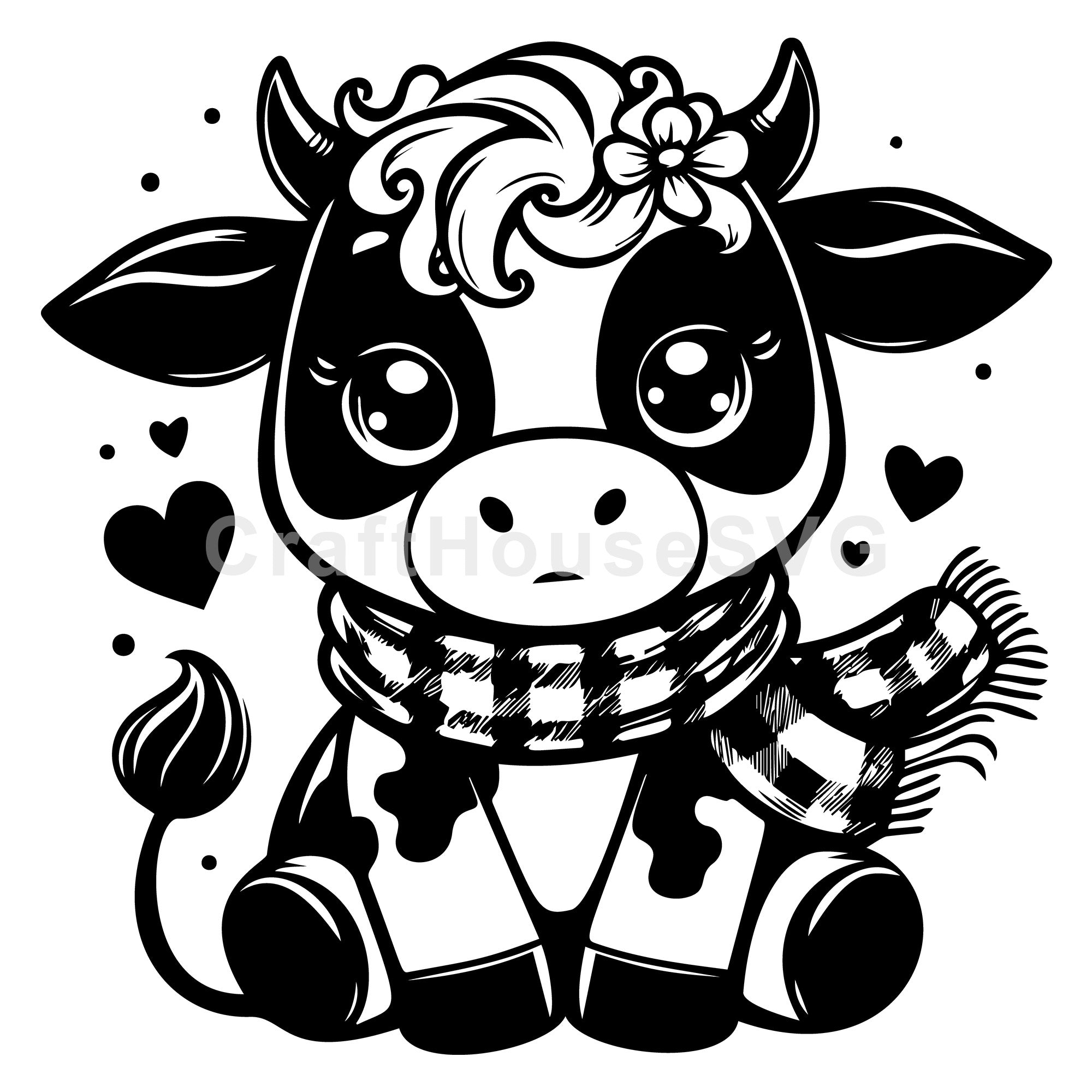 Cow in Cozy Winter Scarf SVG