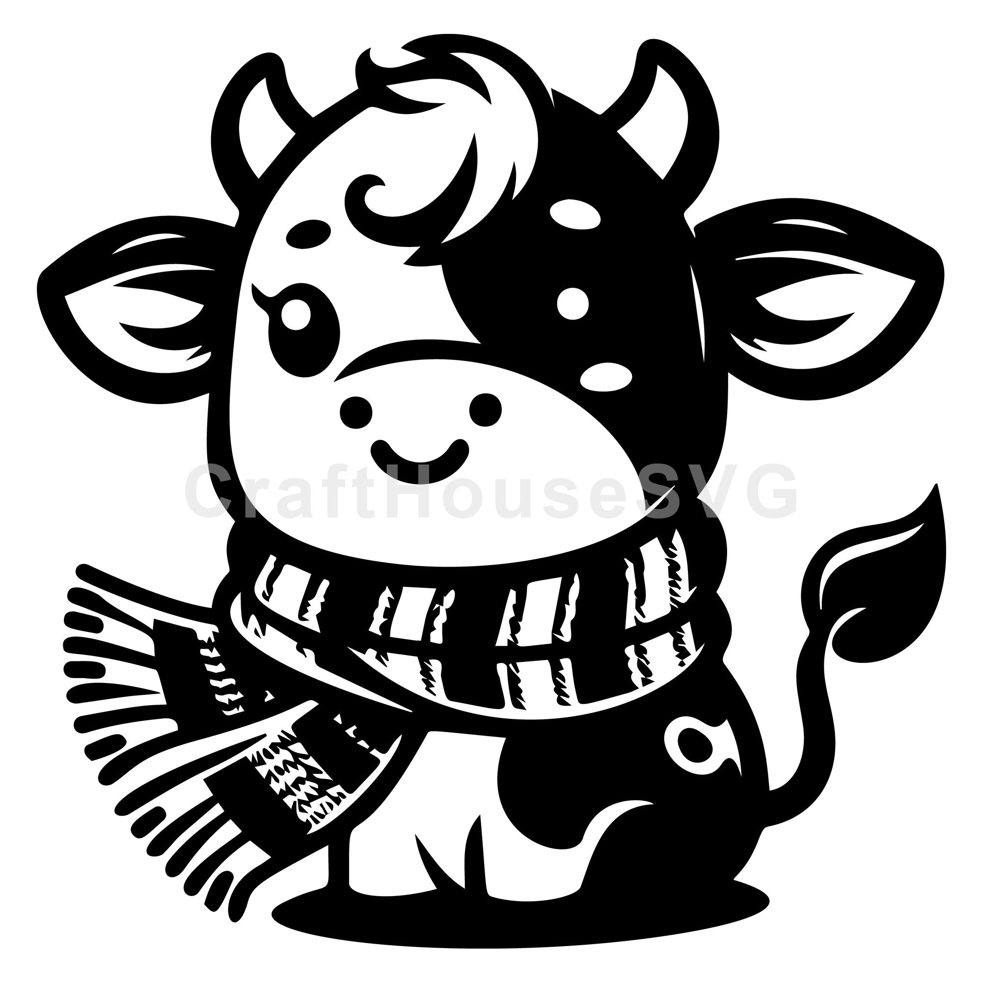 Cow with Checkered Scarf SVG