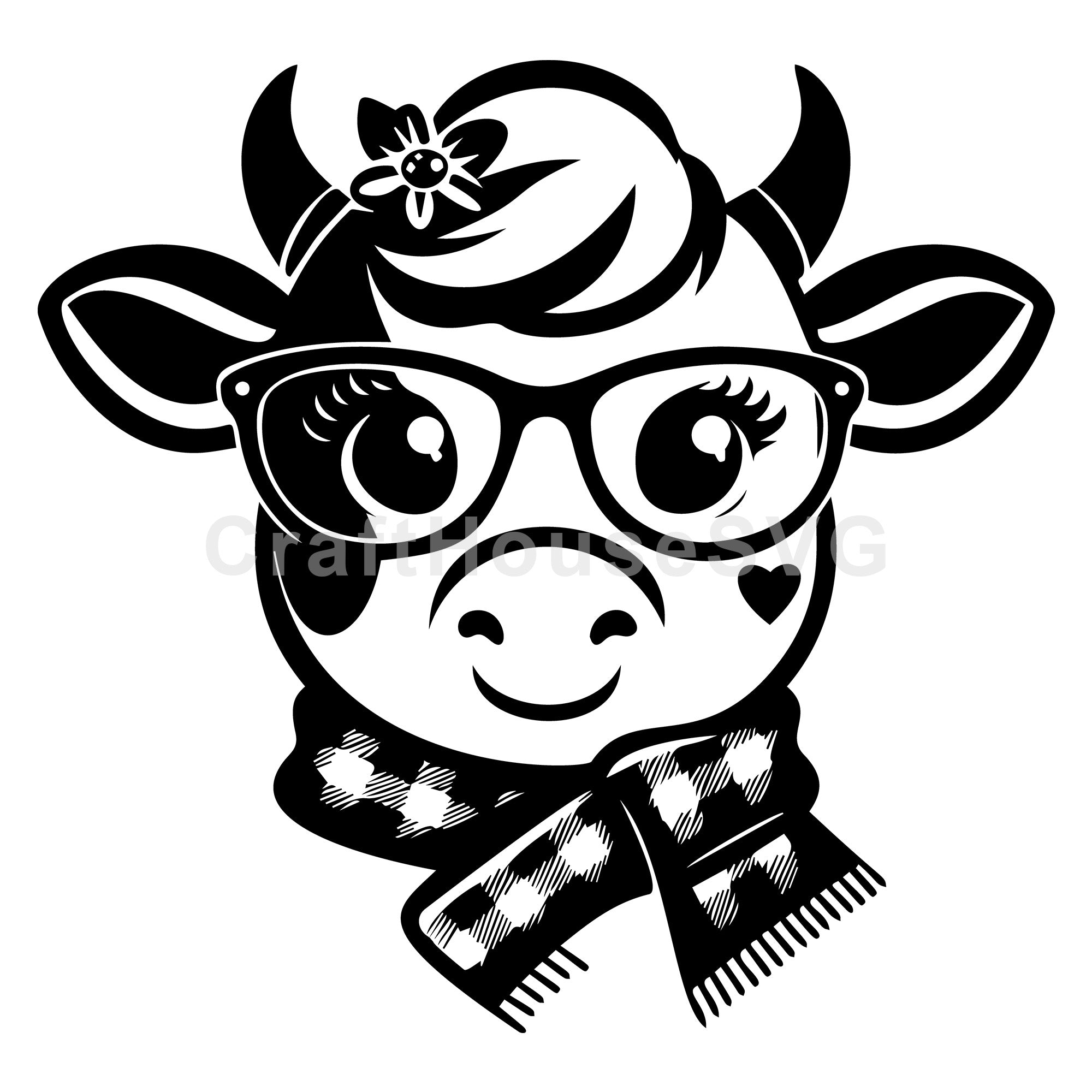 Adorable Cow with Glasses SVG