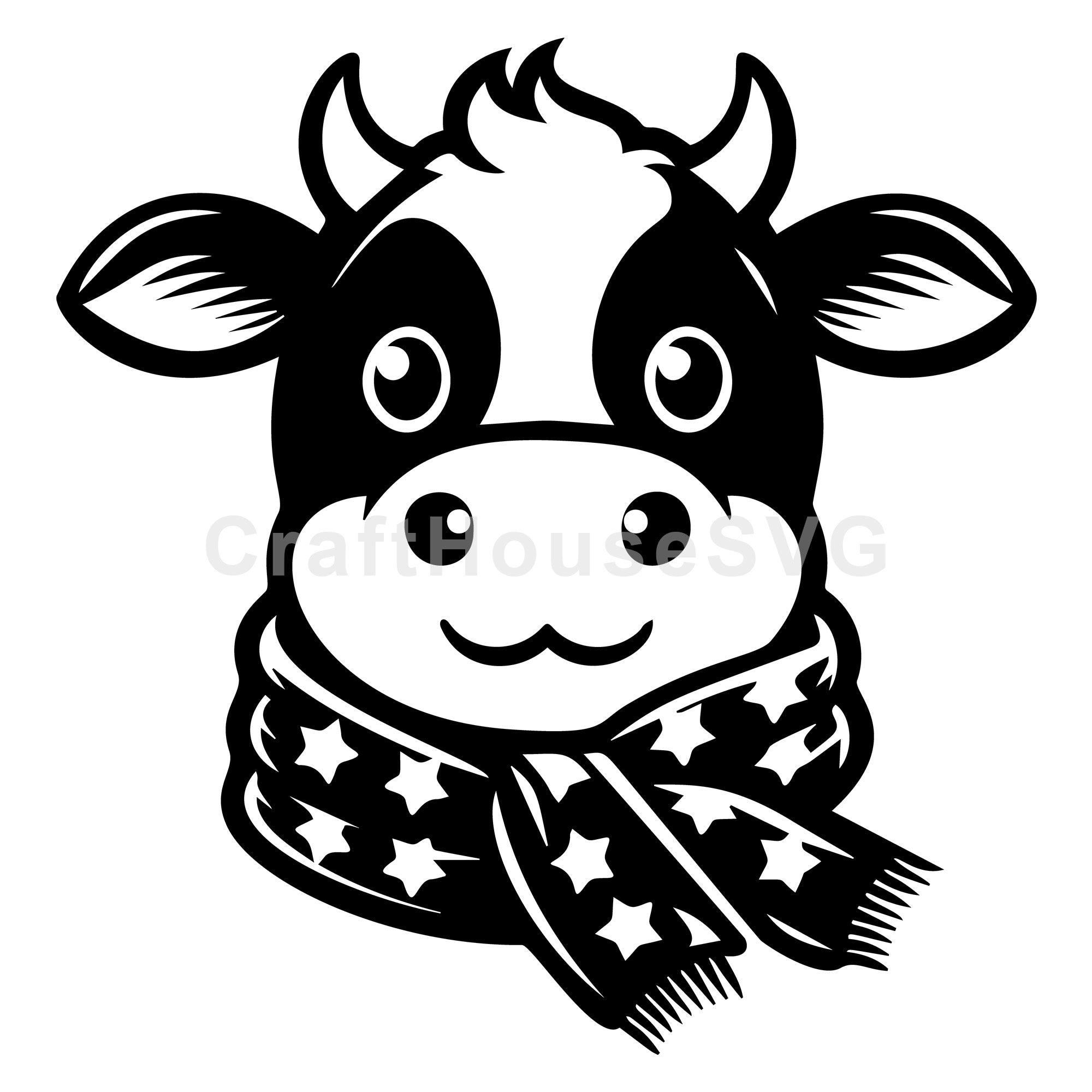 Cow with Stars Scarf SVG