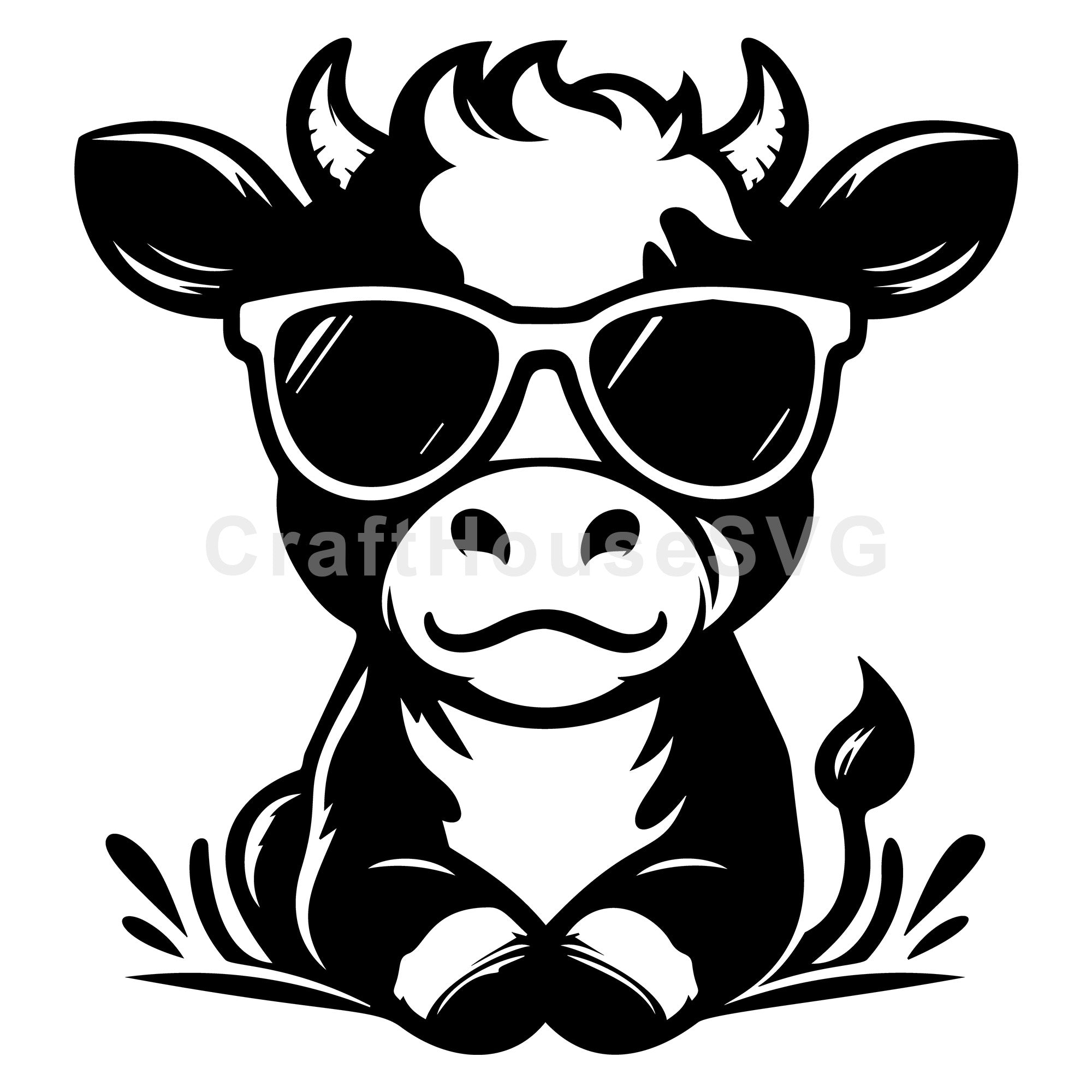 Cool Cow Wearing Shades Relaxed Pose SVG