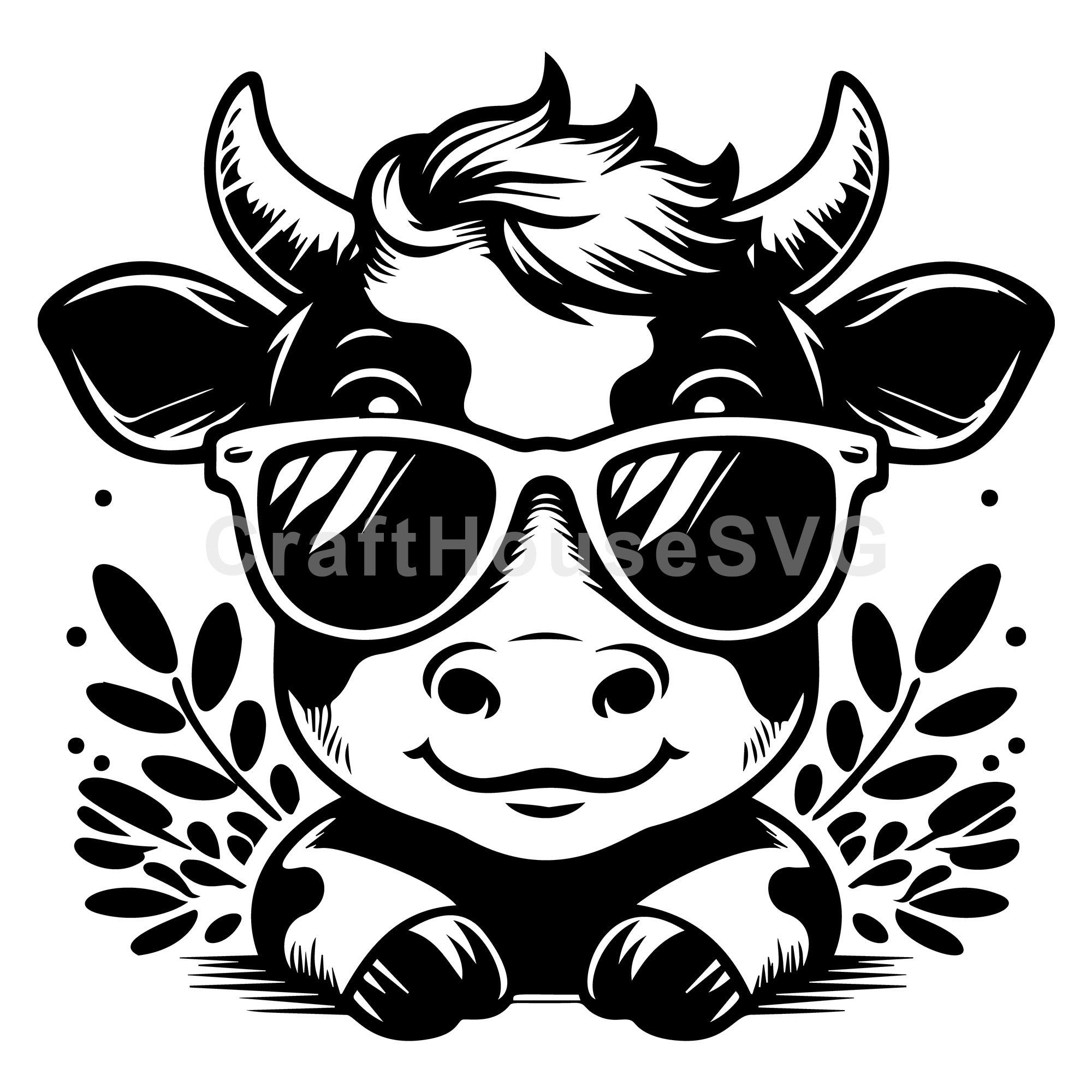 Stylish Cow Peeking Over Sunglasses SVG