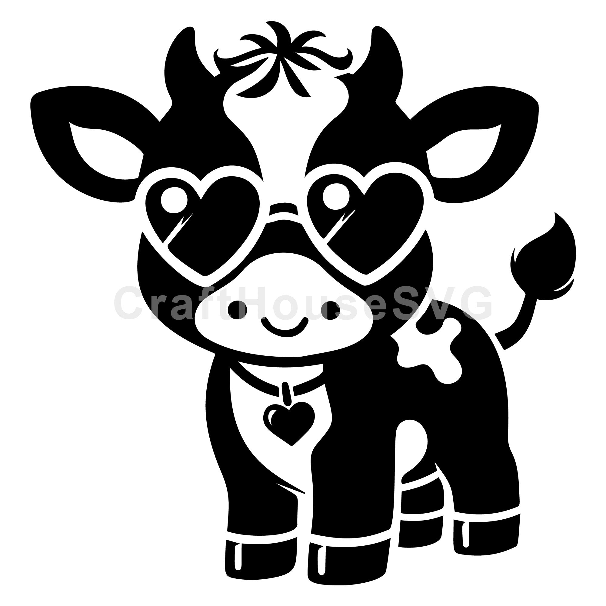 Adorable Cow Rocking Retro Glasses SVG