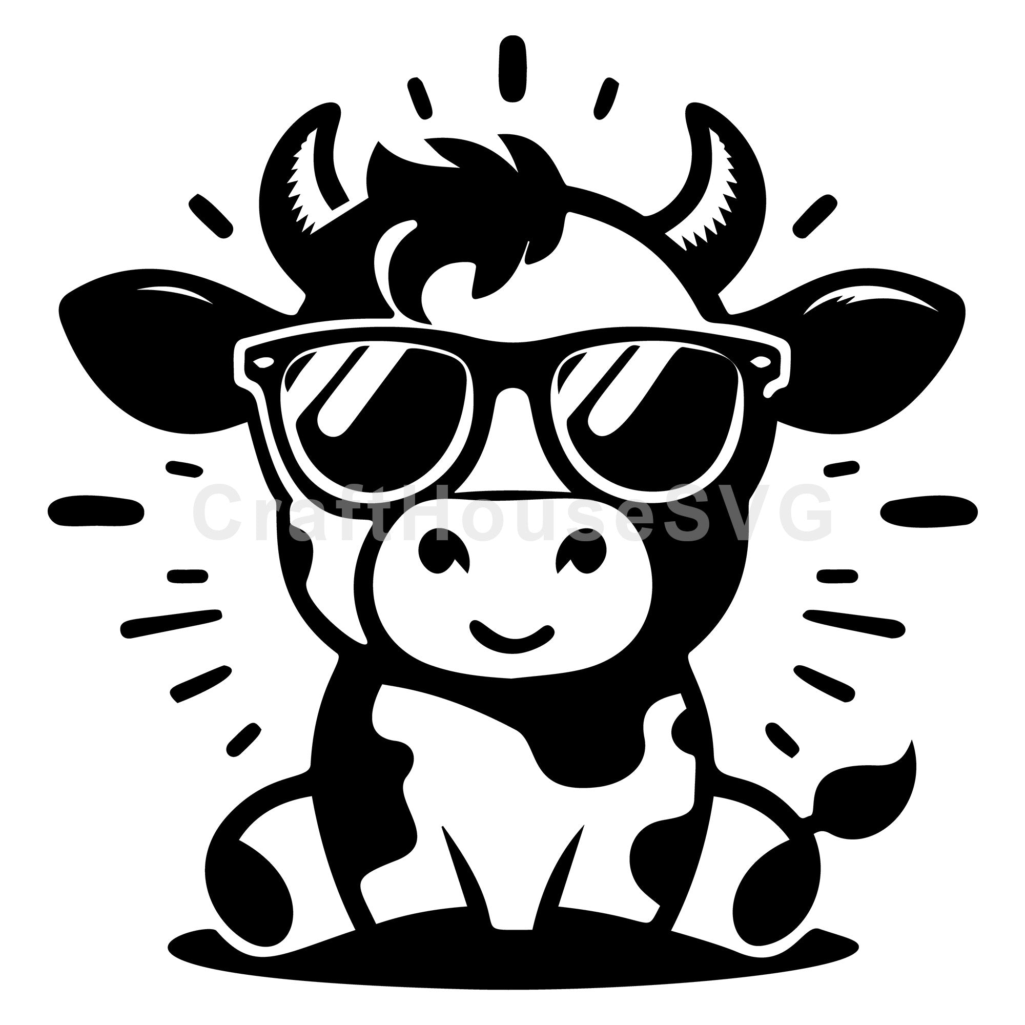 Cool Sunglasses Cow SVG