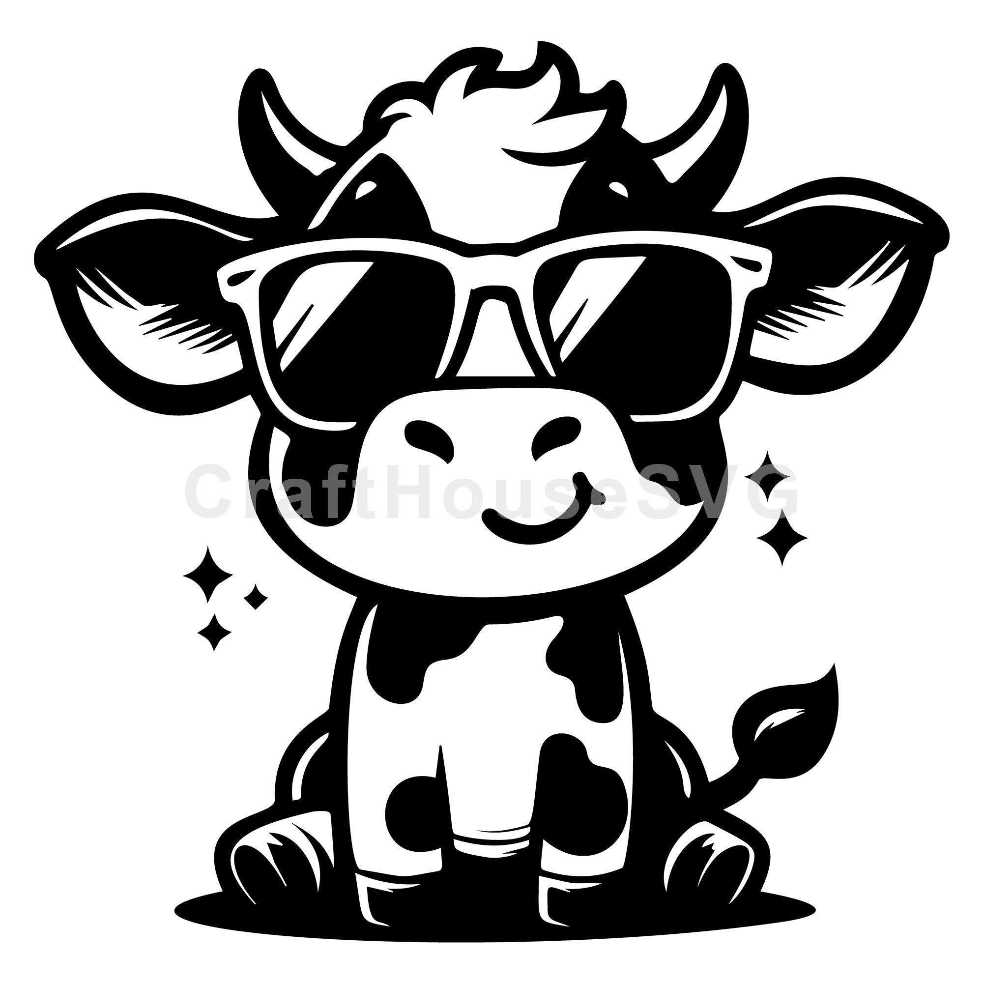 Stylish Cow with Shades SVG