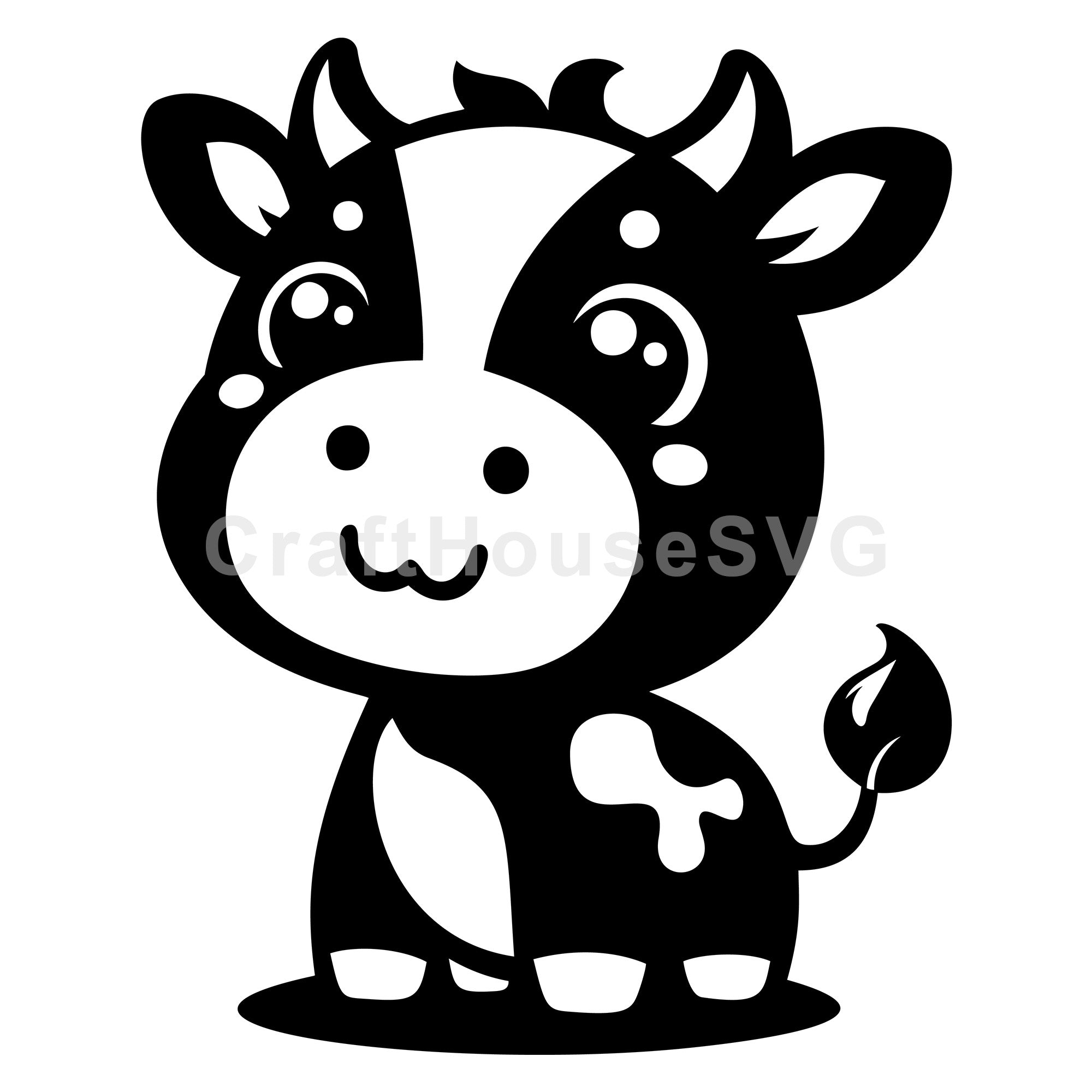 Cute Cow Cartoon With Big Eyes SVG