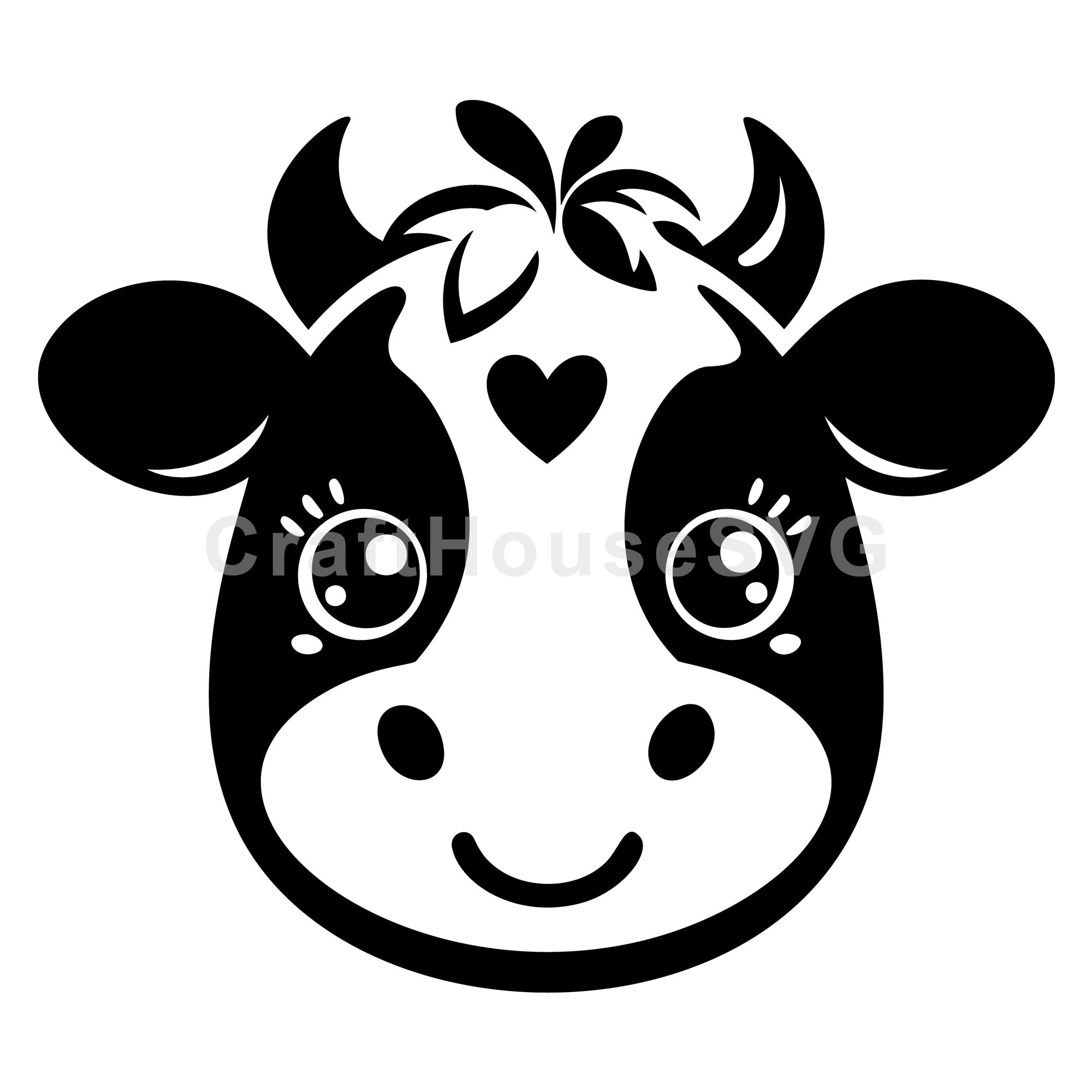 Smiling Cow Face With Heart SVG