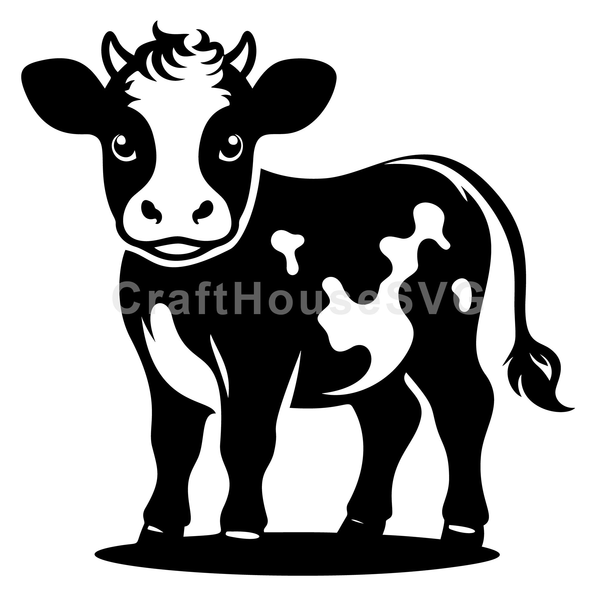 Full Body Cow Standing Side View SVG