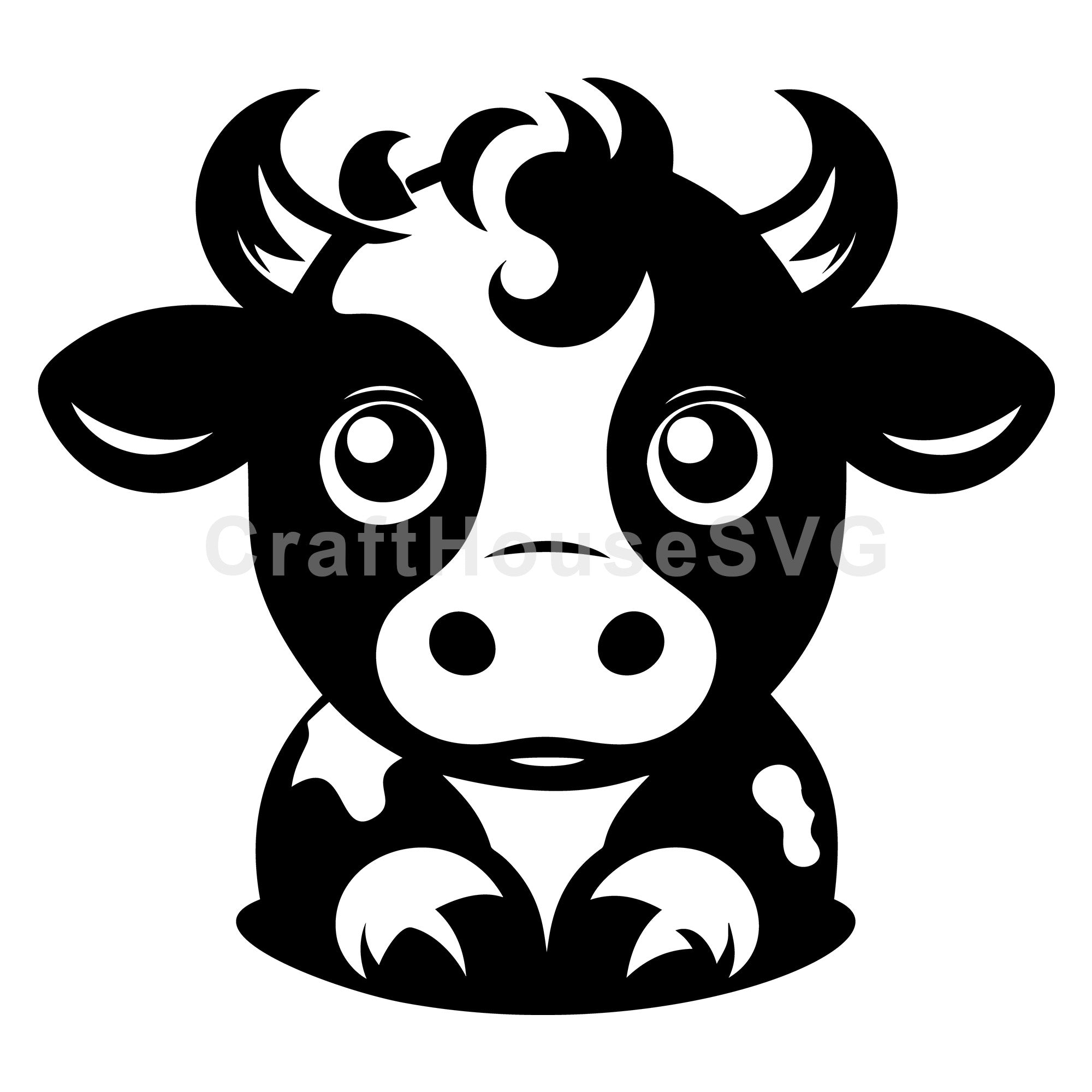 Curly Haired Cow SVG