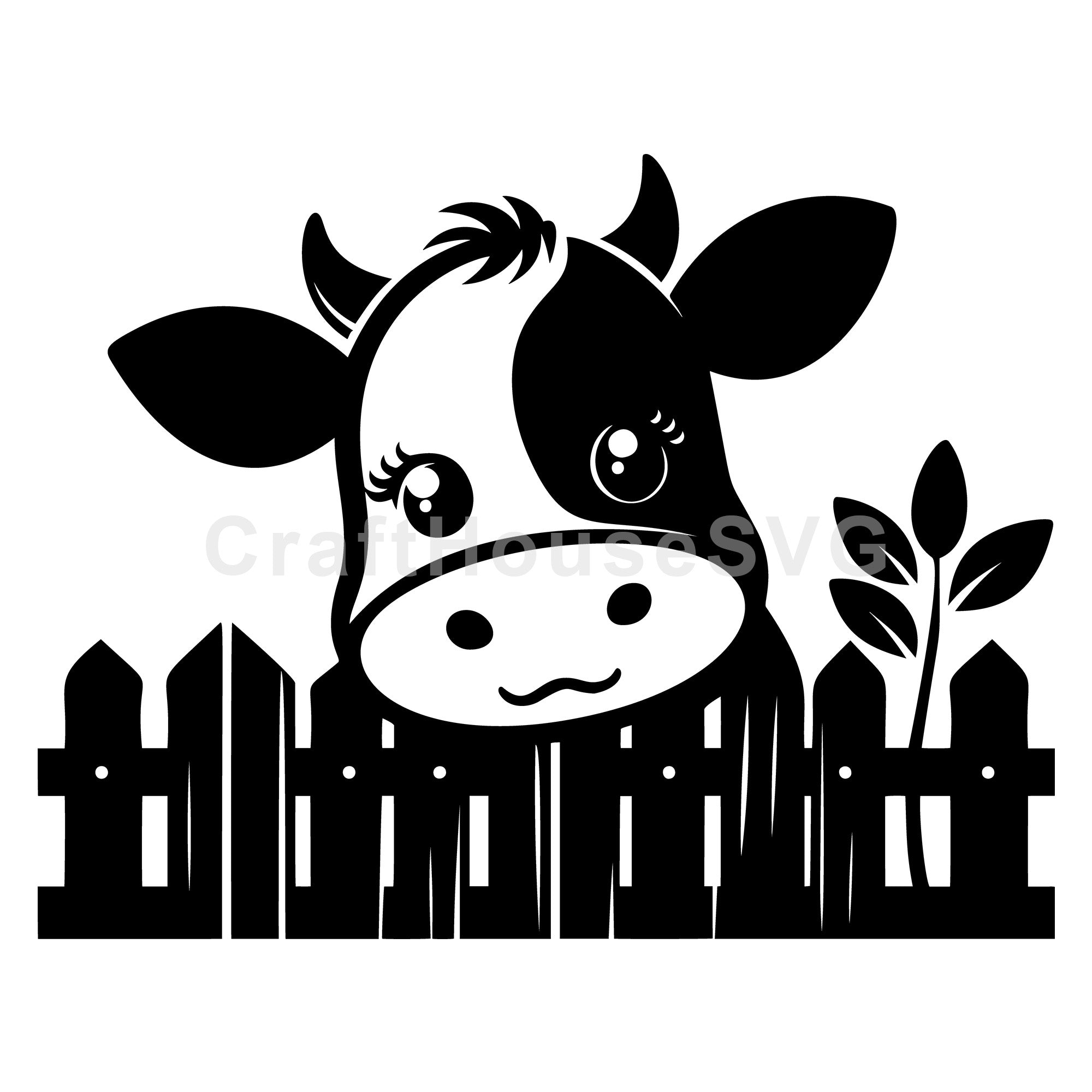 Cow Behind Fence SVG