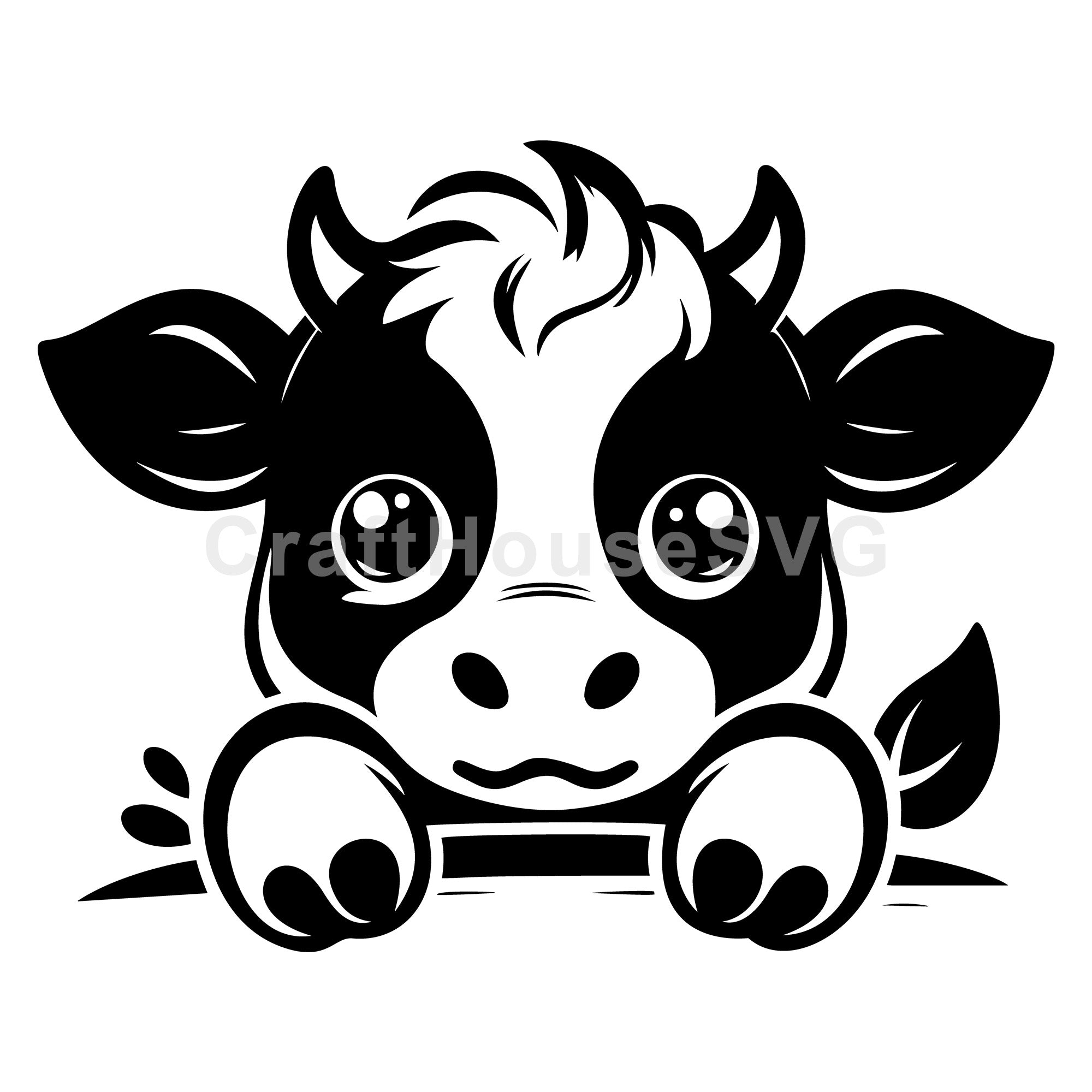 Curious Baby Cow Peeking SVG