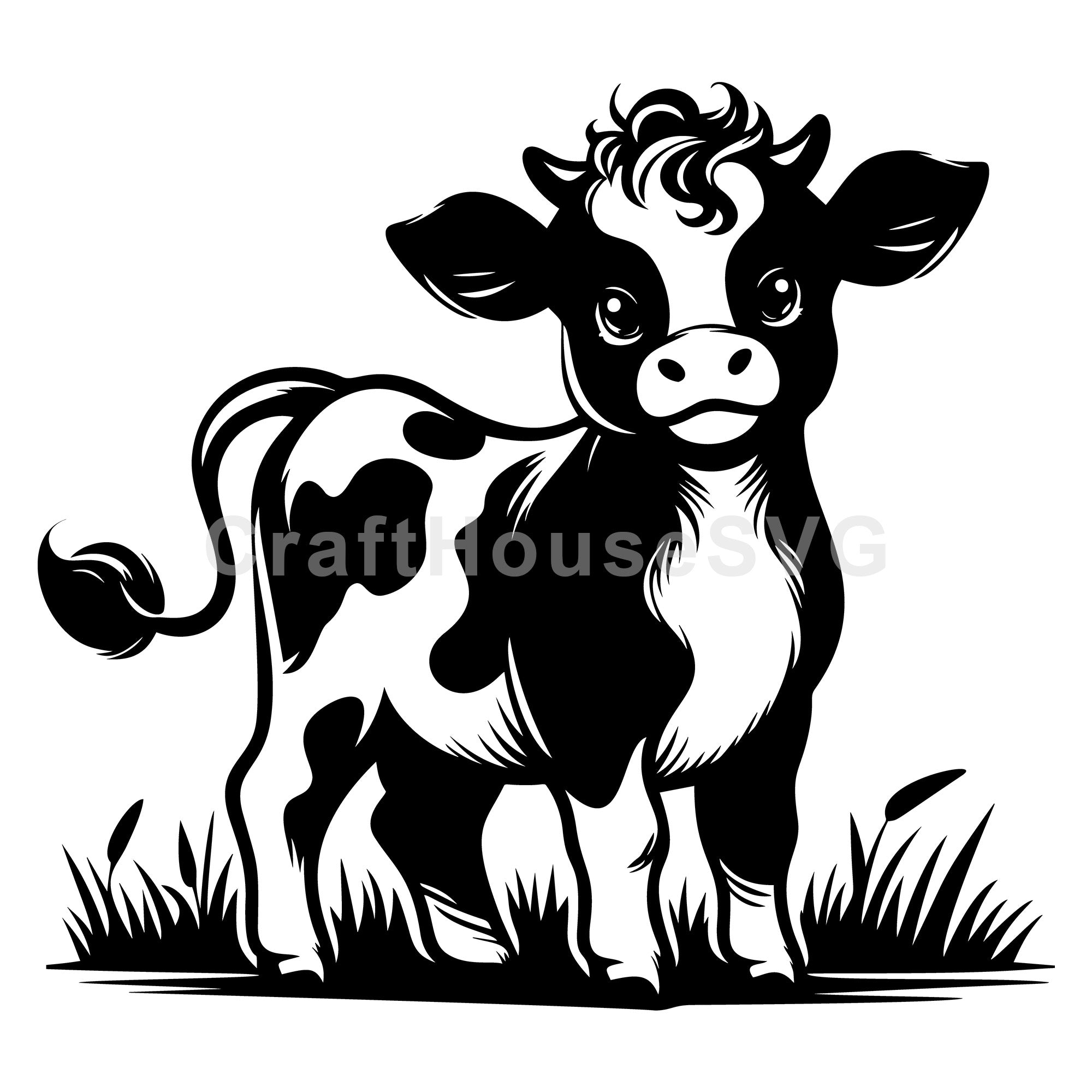 Standing Cow in Grass SVG