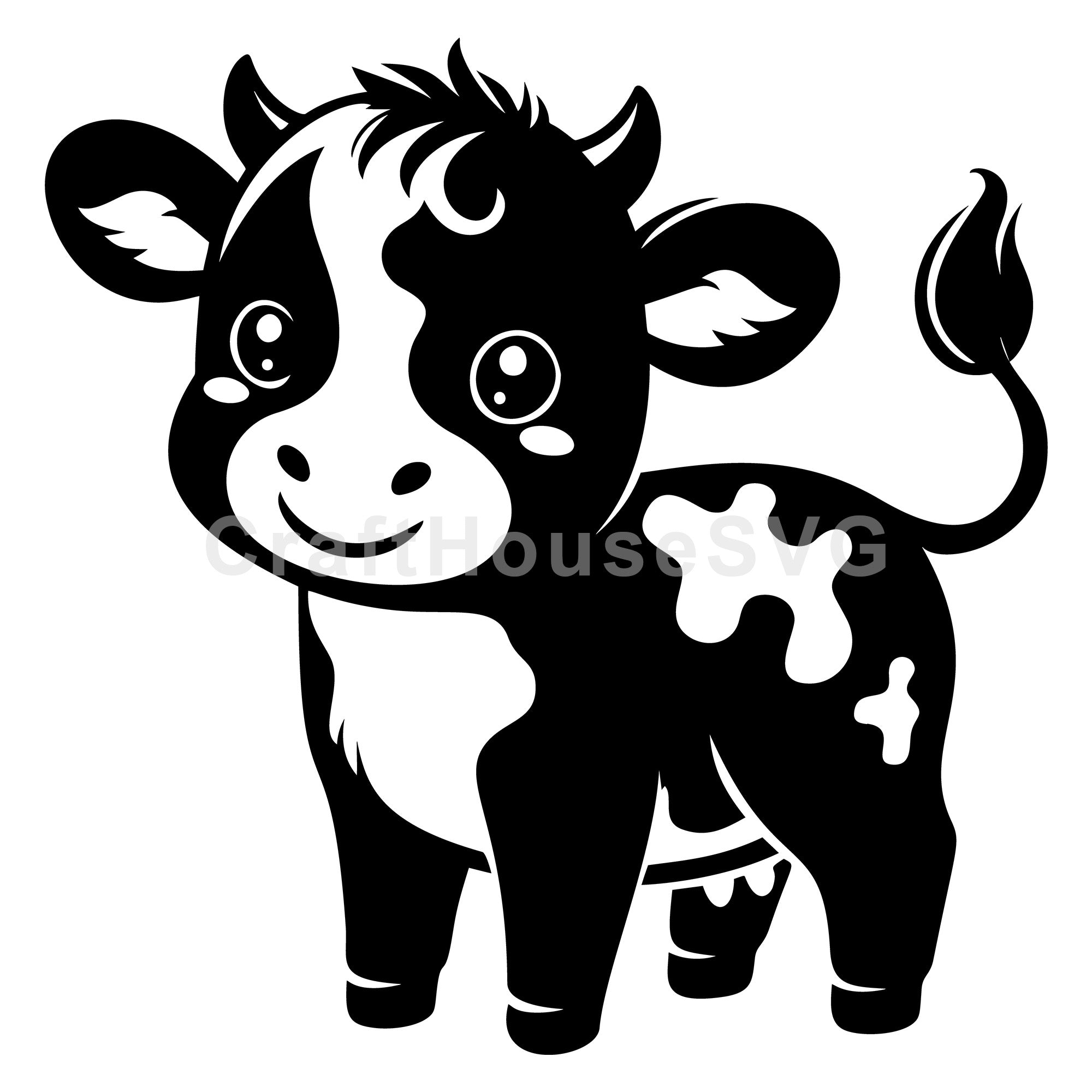 Adorable Smiling Baby Cow SVG