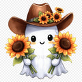 FREE Cute Cowboy Ghost Sunflowers PNG Sublimation - Craft House SVG