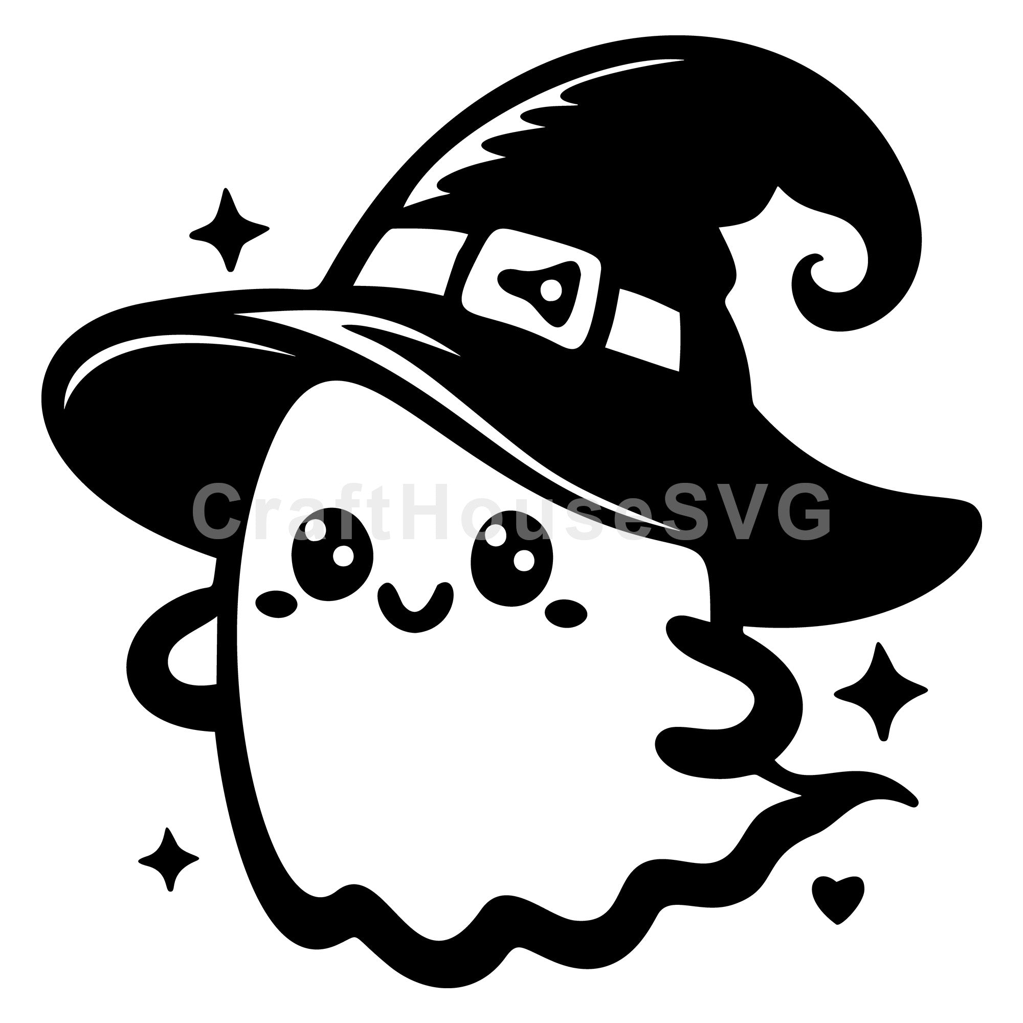 Happy Witch Ghost Smiling SVG