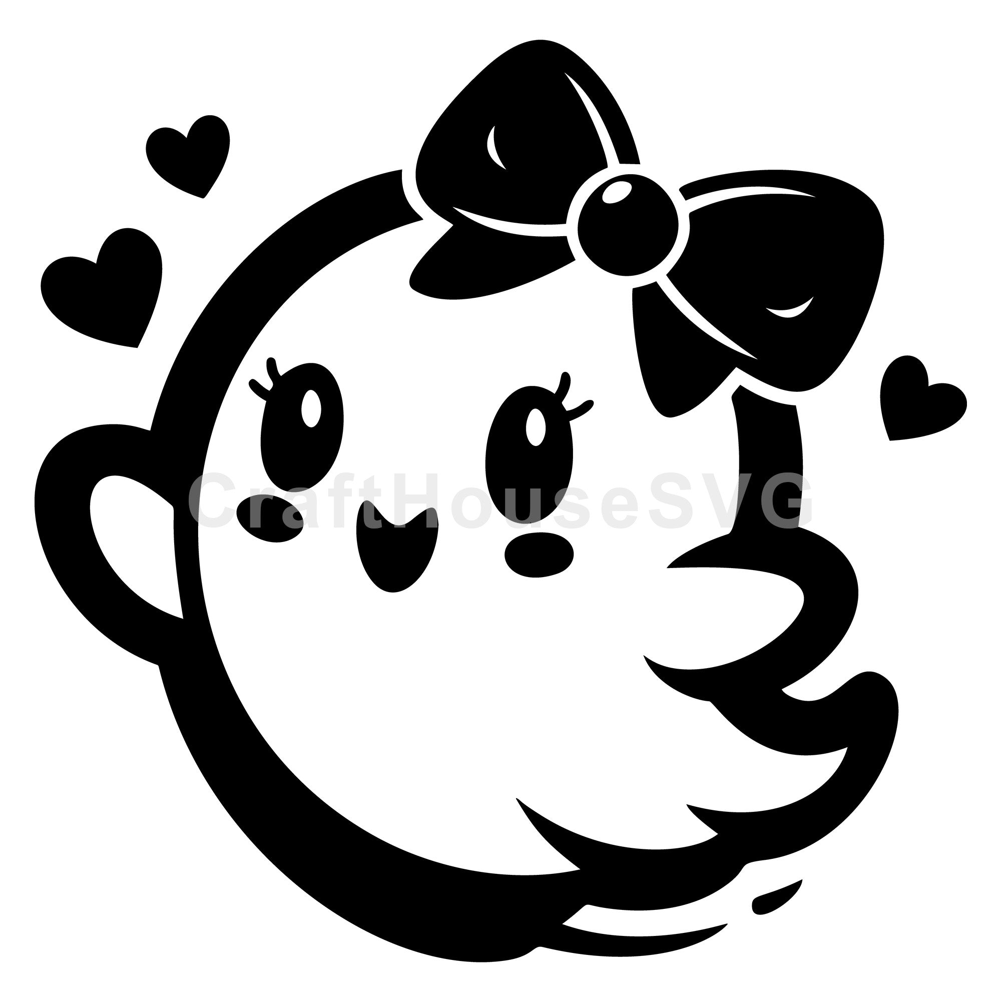 Happy Ghost with Bow SVG