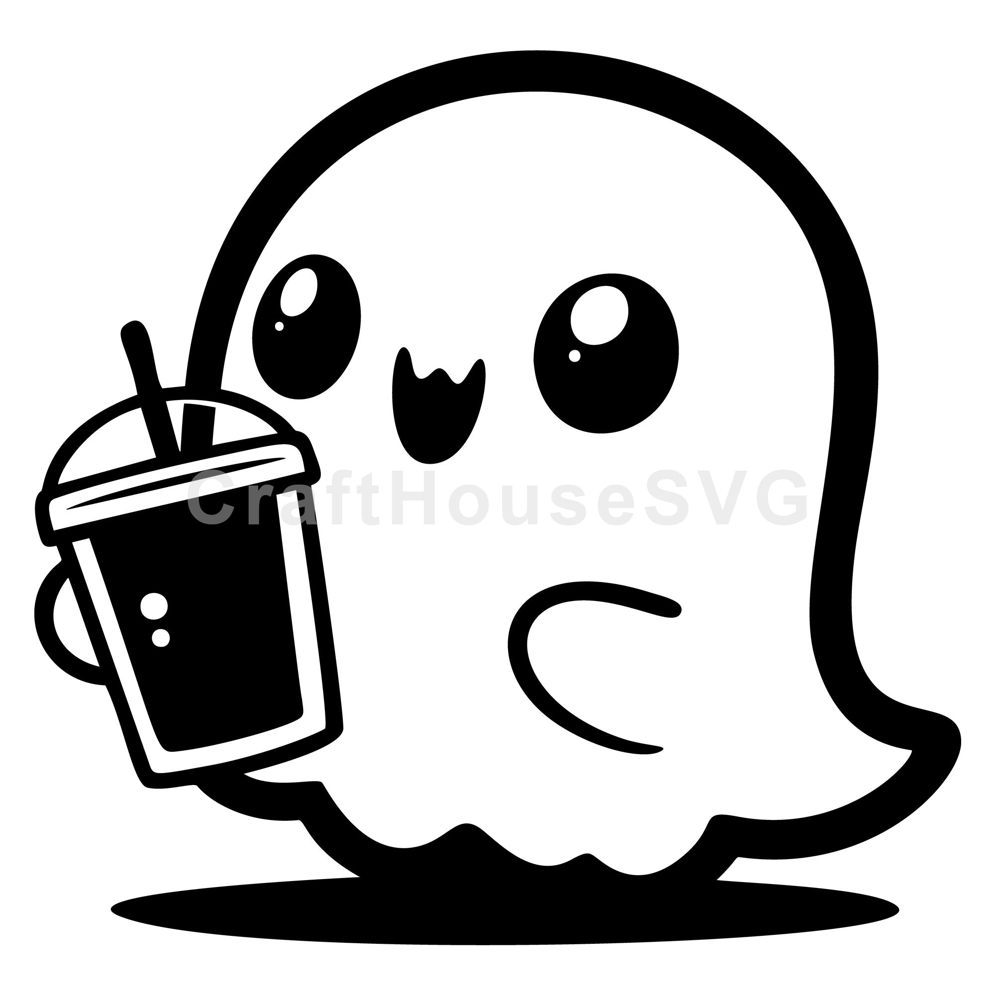 Ghost with Drink SVG