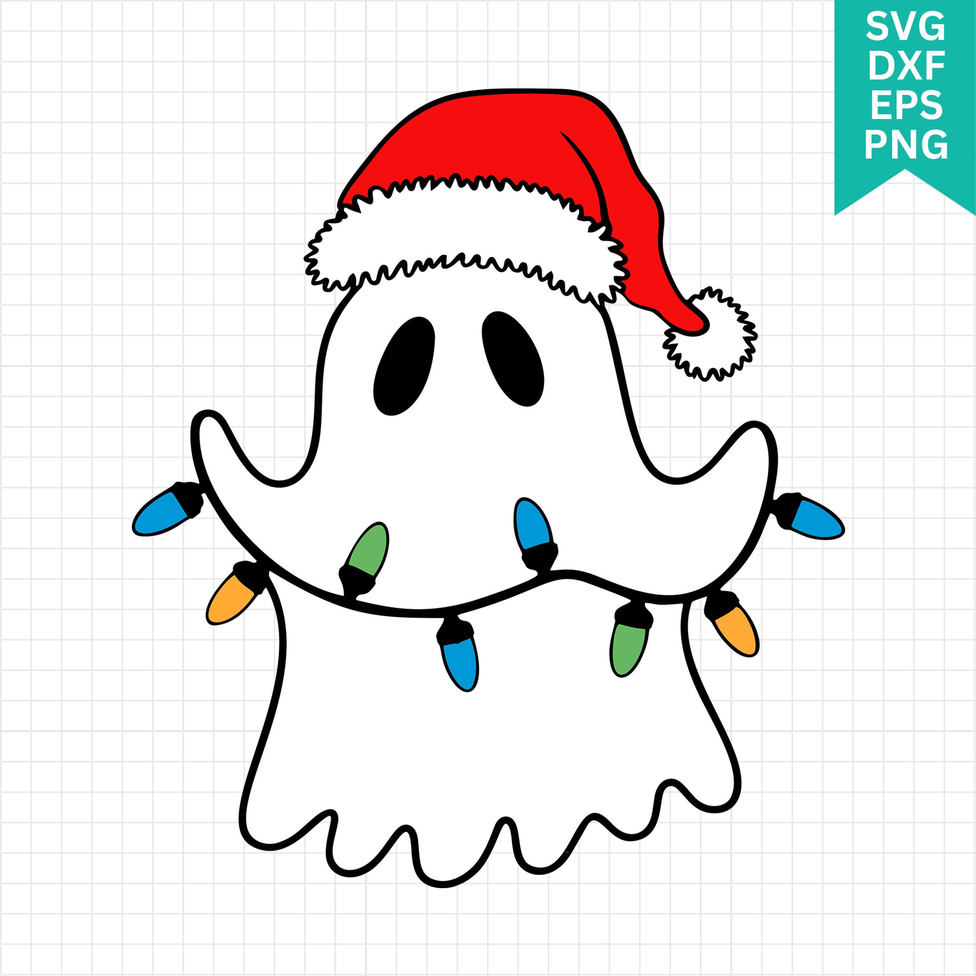 Cute Ghost Holding Christmas Lights SVG