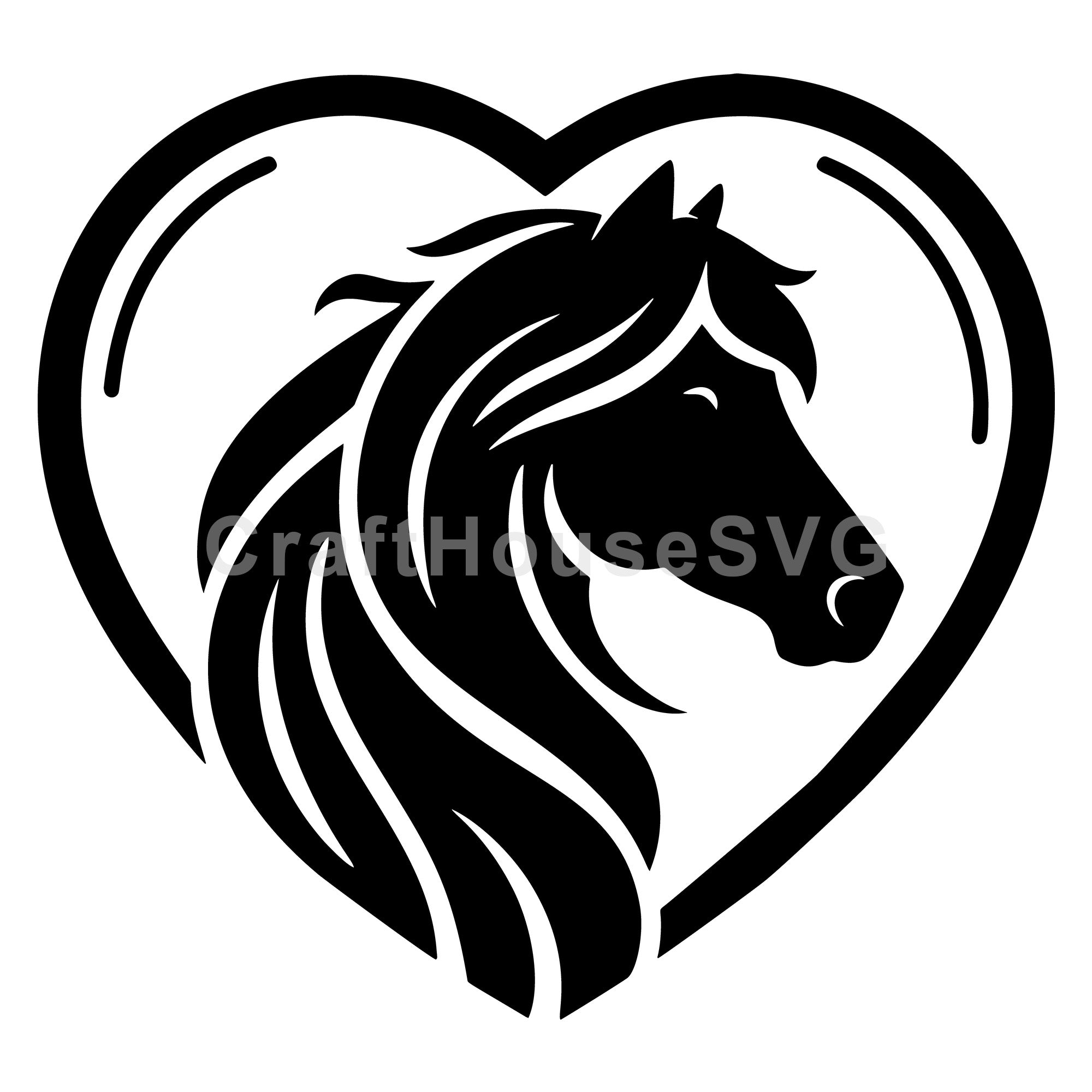 Cute Horse Heart Shape SVG