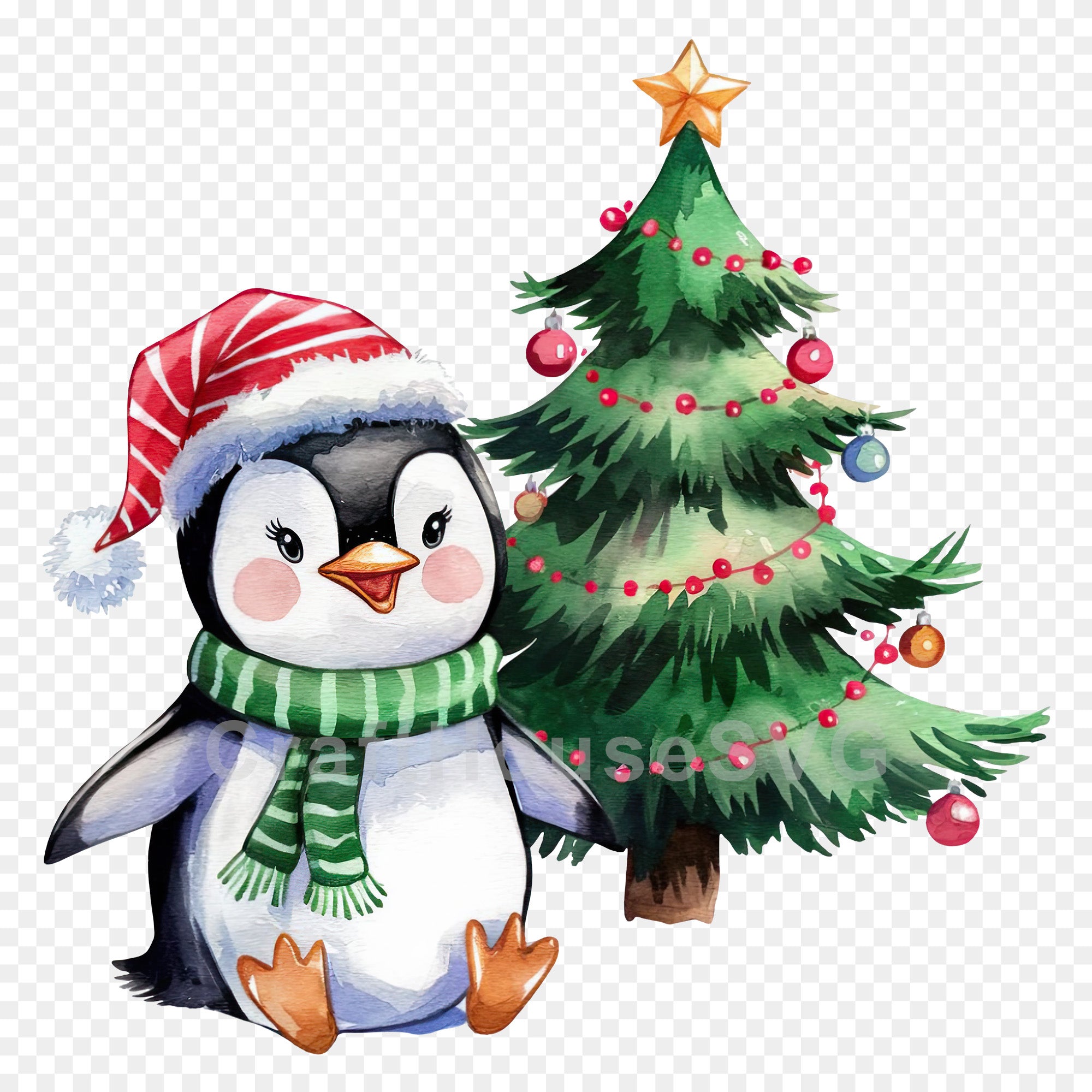 Christmas Penguin Clipart Sublimation Bundle