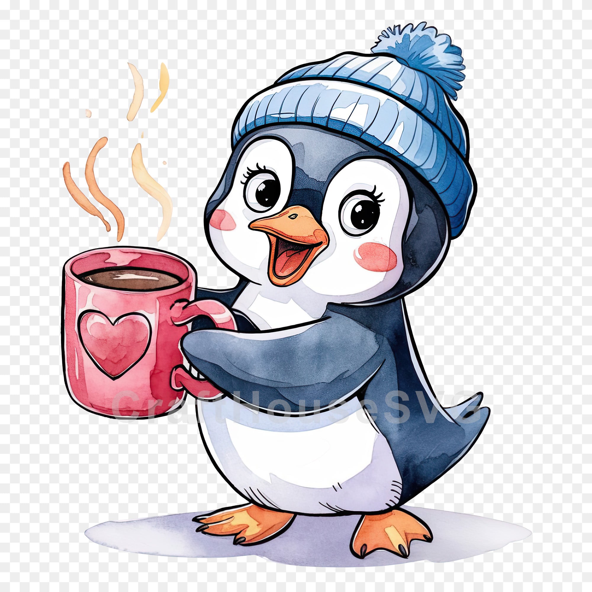 Christmas Penguin Clipart Sublimation Bundle