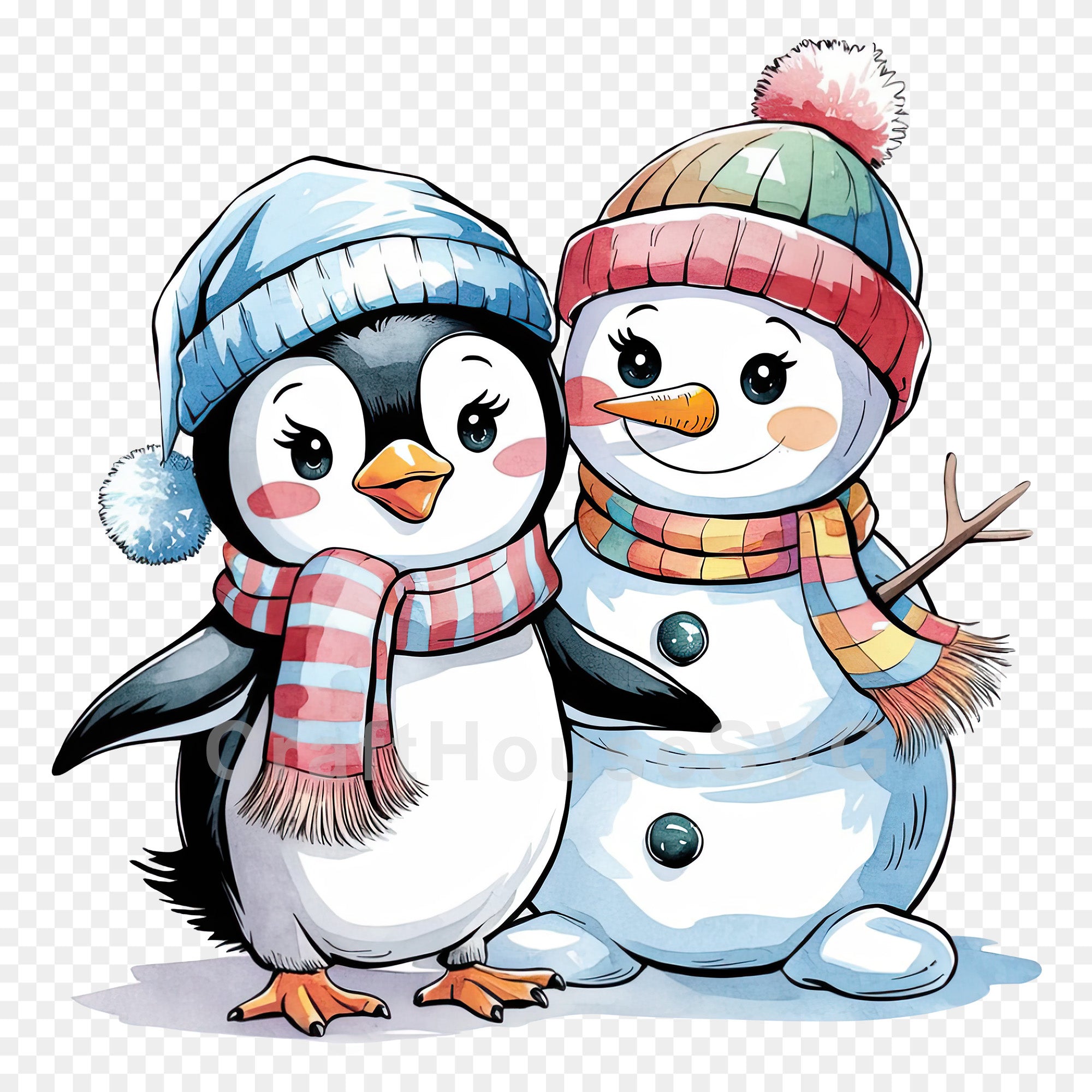 Christmas Penguin Clipart Sublimation Bundle