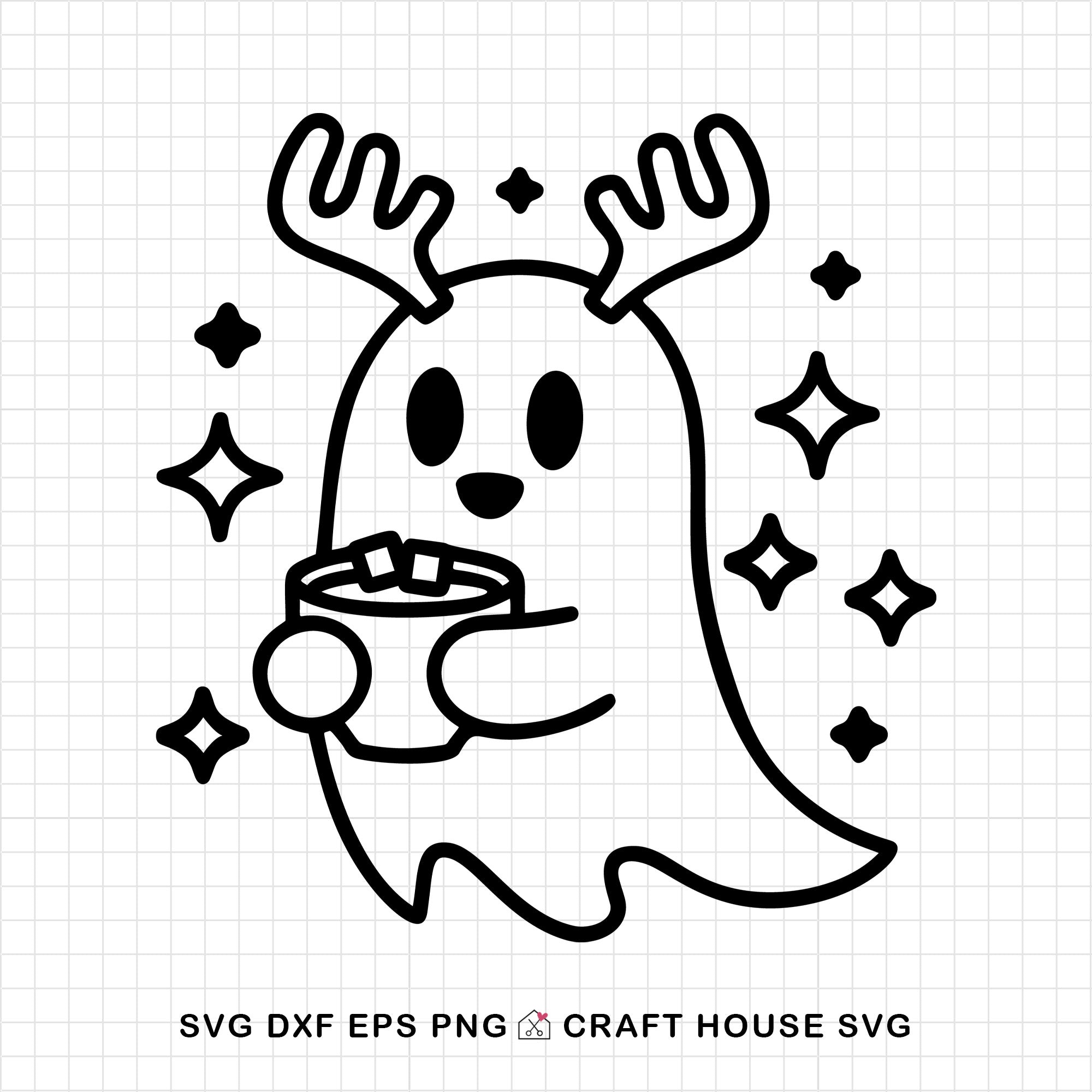 Cute Reindeer Ghost Hot Chocolate SVG