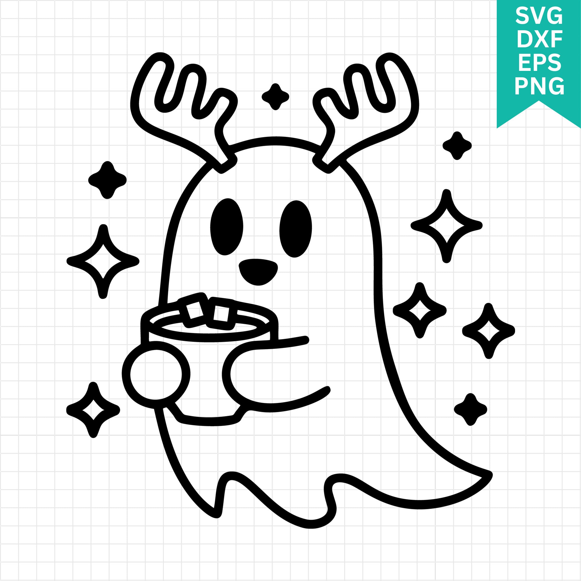 Cute Reindeer Ghost Hot Chocolate SVG