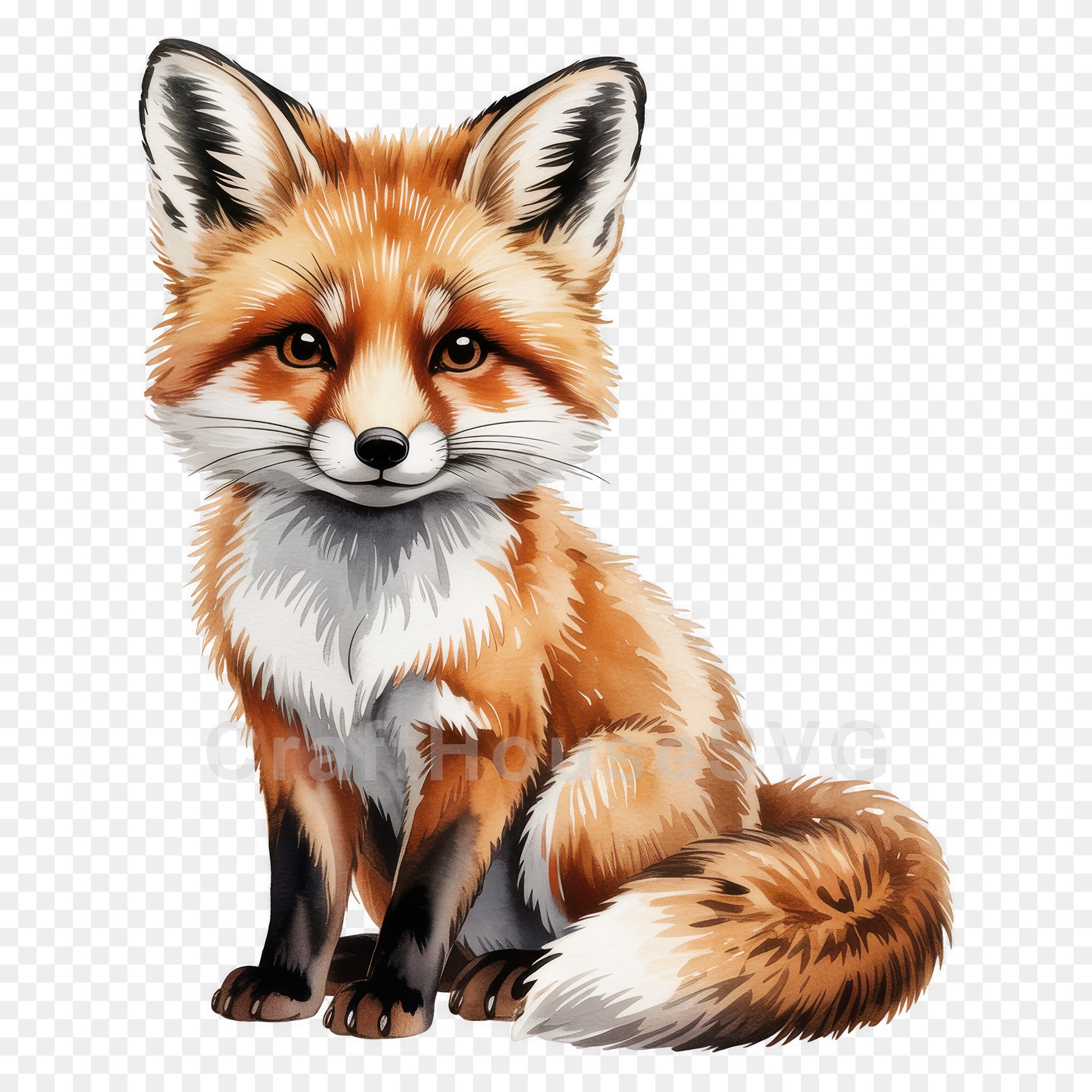 Cute Sitting Fox PNG Clip Art Sublimation
