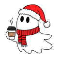 Cute Christmas Ghost Holding Hot Coffee SVG design for Cricut, Silhouette, laser cutting, vinyl, sublimation, and craft projects.