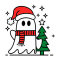 Cute Christmas Ghost with Santa Hat SVG design for Cricut, Silhouette, laser cutting, vinyl, sublimation, and craft projects.