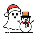 Cute Christmas Ghost with Snowman SVG design for Cricut, Silhouette, laser cutting, vinyl, sublimation, and craft projects.